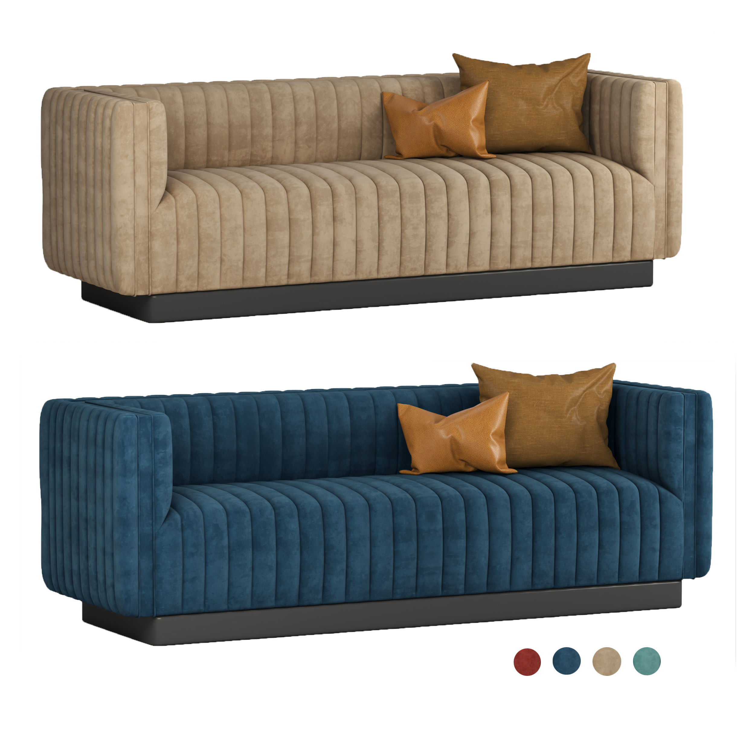 Conjure Tufted Velvet Sofa in Emerald 2 3D model_1