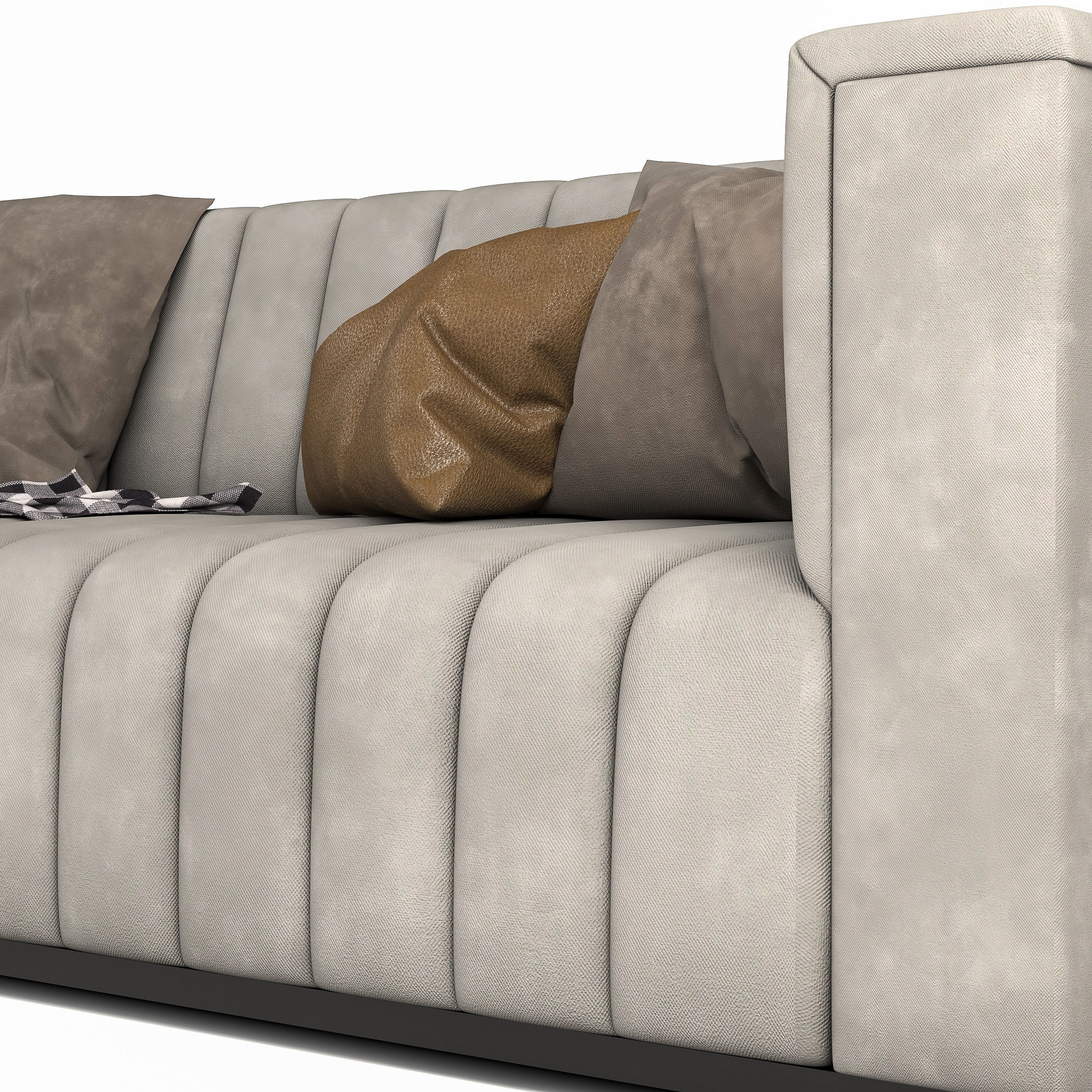 Velvet tufted sofa 3D model_3
