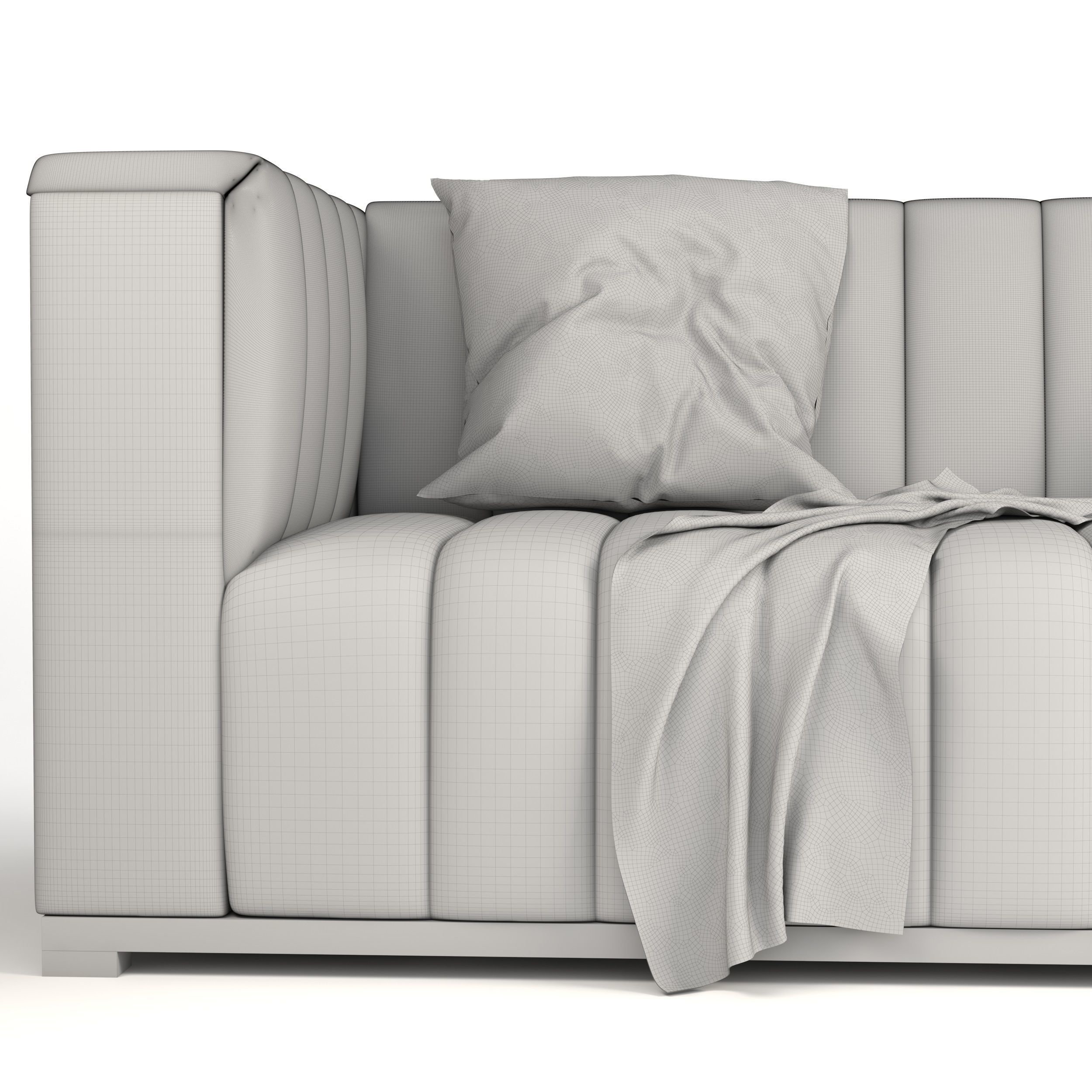 Velvet tufted sofa 3D model_5