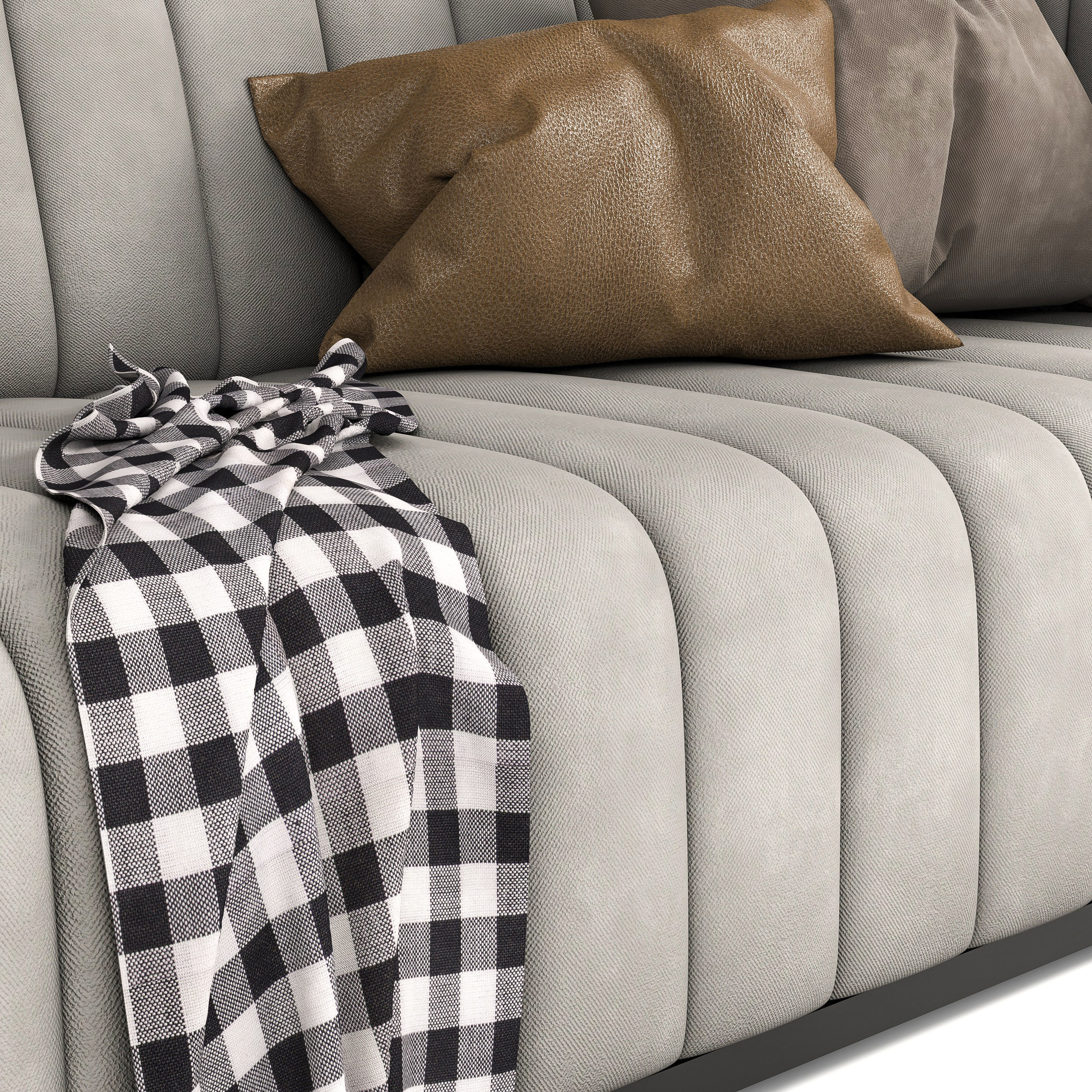 Velvet tufted sofa 3D model_2