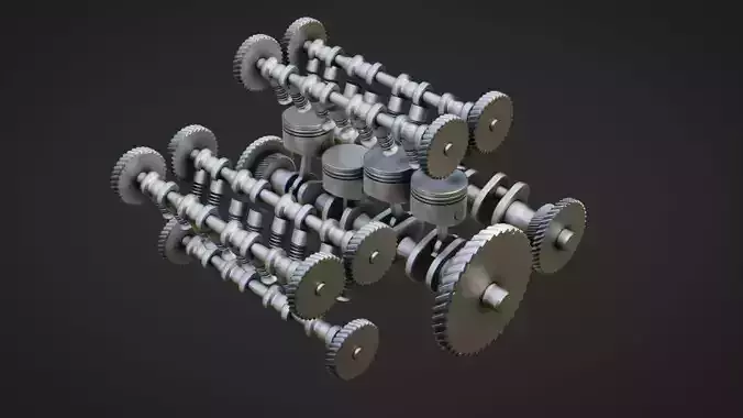 Engine Parts Low-poly 3D model
