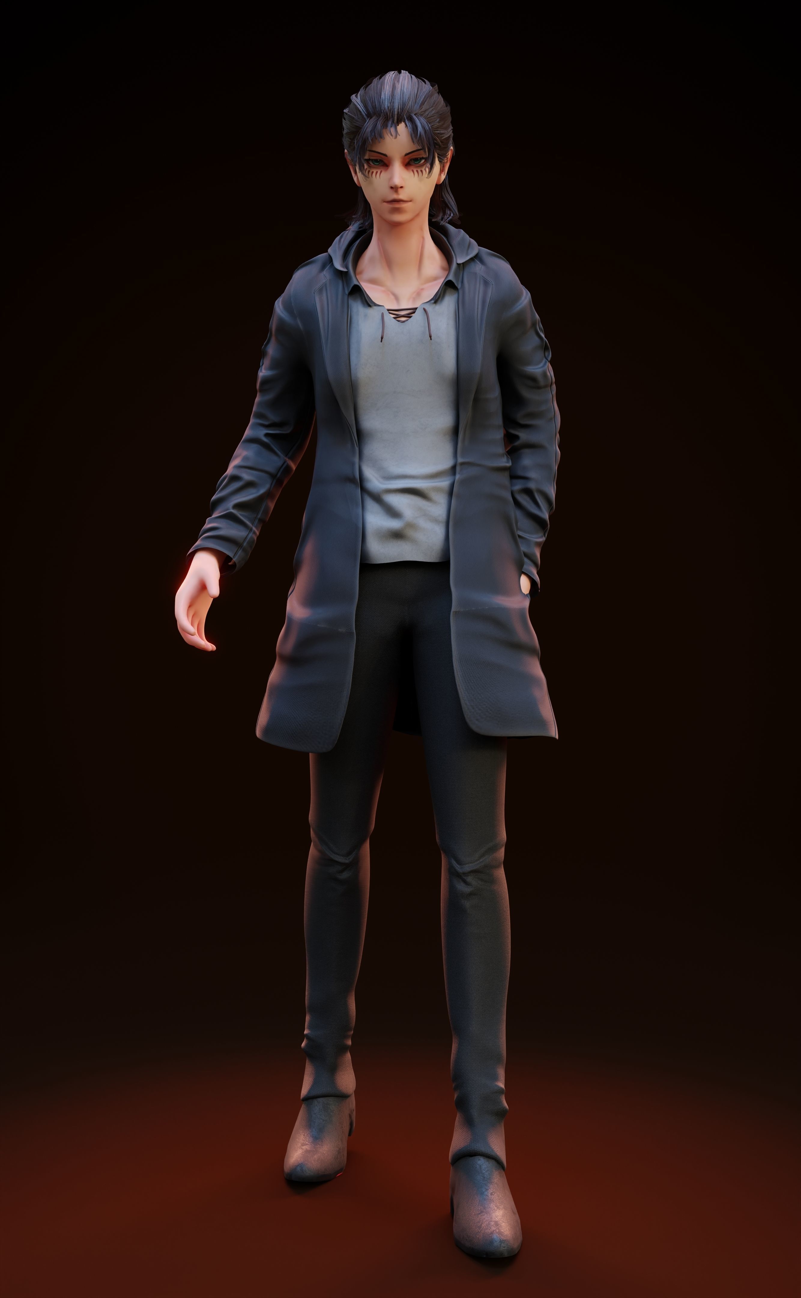 Eren Yeager Low-poly 3D model_1