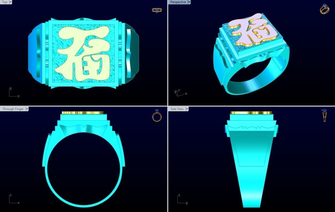 24k Gold Ring - N4174 3D print model_10