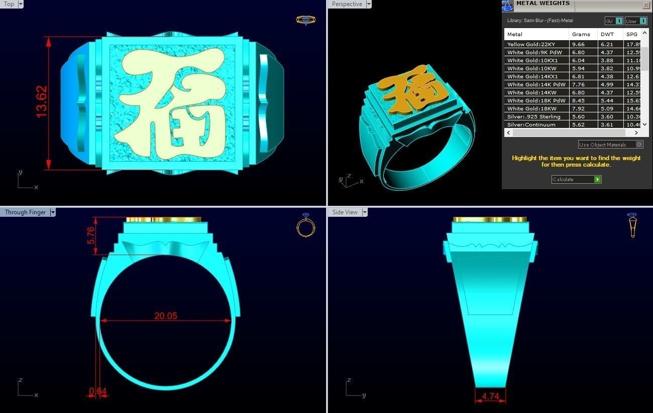 24k Gold Ring - N4174 3D print model_7