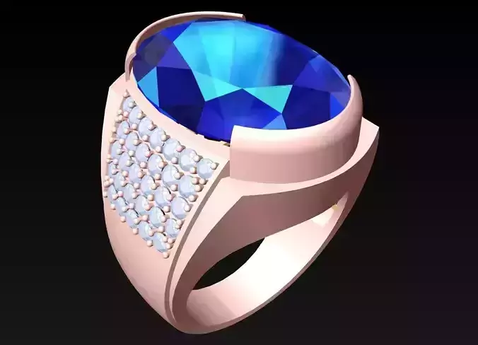 Oval Stone Ring - Diamond Ring - N6314