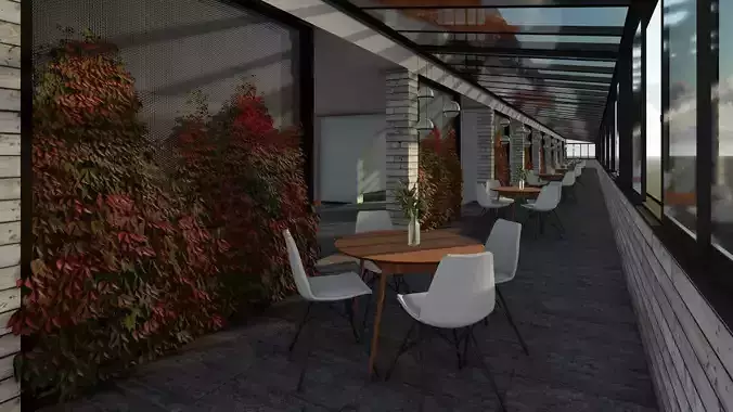 3D model of the cafe terrace in 2 versions