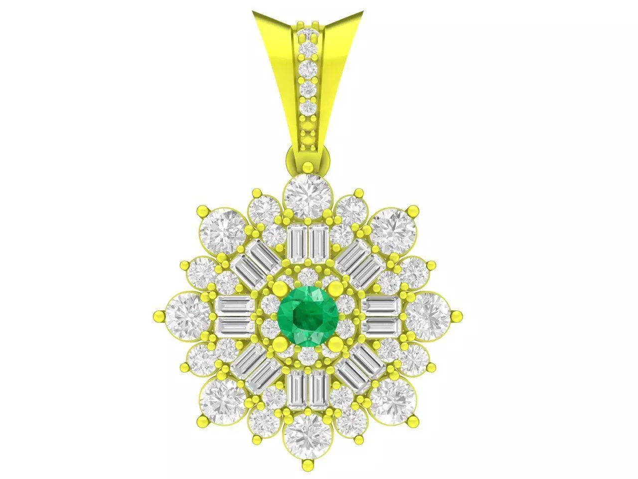 Elegant Floral Cluster Diamond Pendant for Women 4634 3D print model