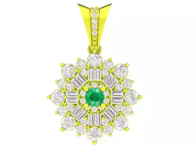 hongkong round and baguette diamond women pendant 4634