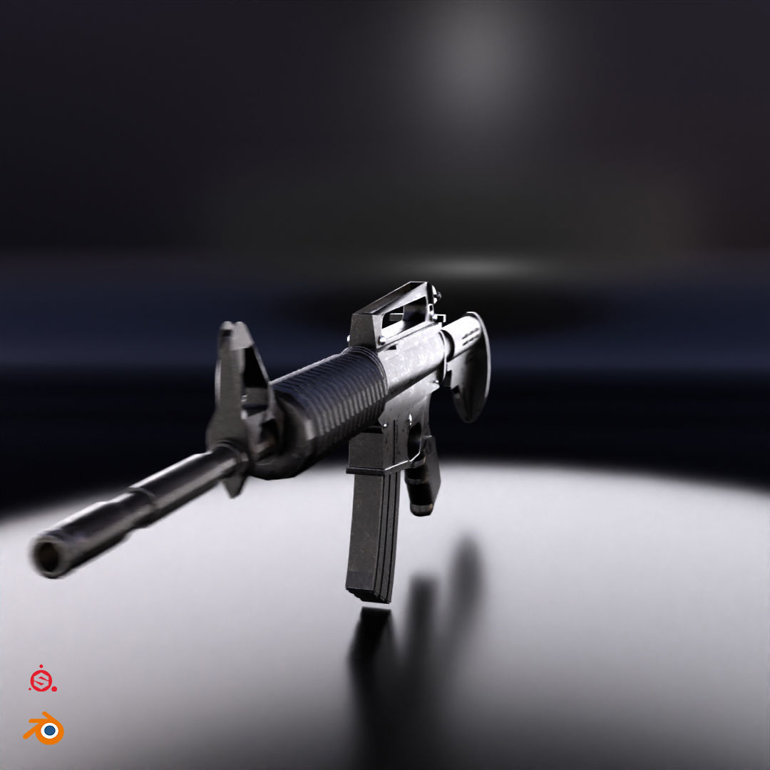 M4 Assault Rifle Low-poly 3D model_4