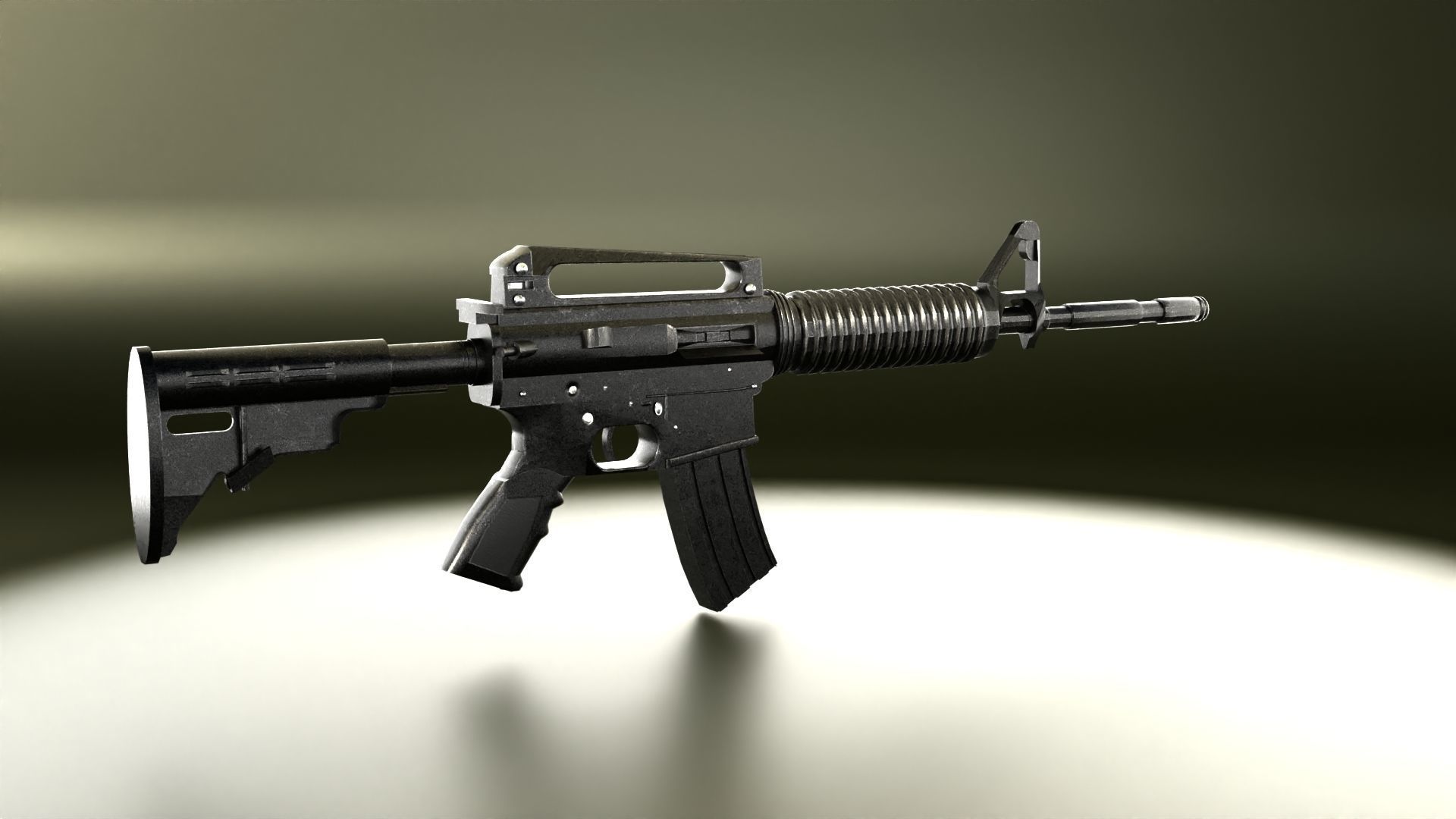M4 Assault Rifle Low-poly 3D model_6