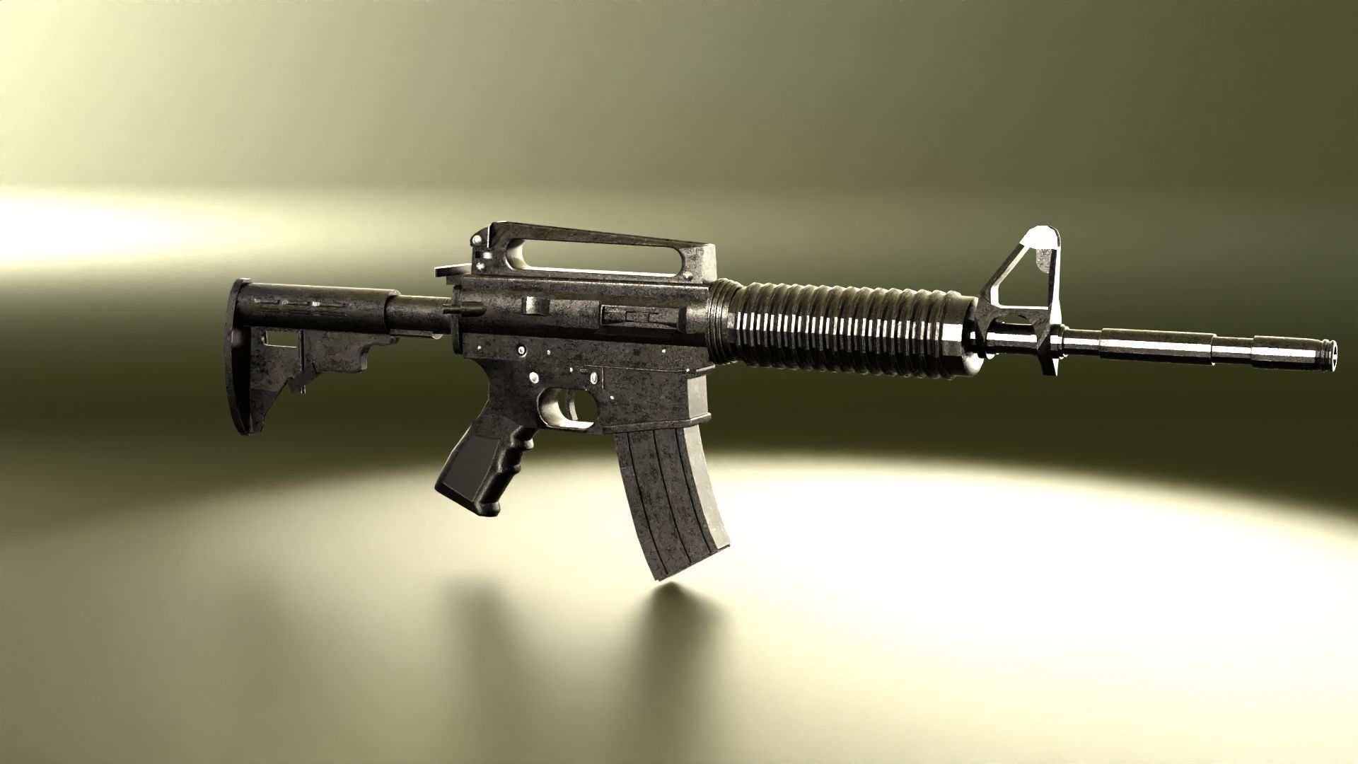 M4 Assault Rifle Low-poly 3D model_7