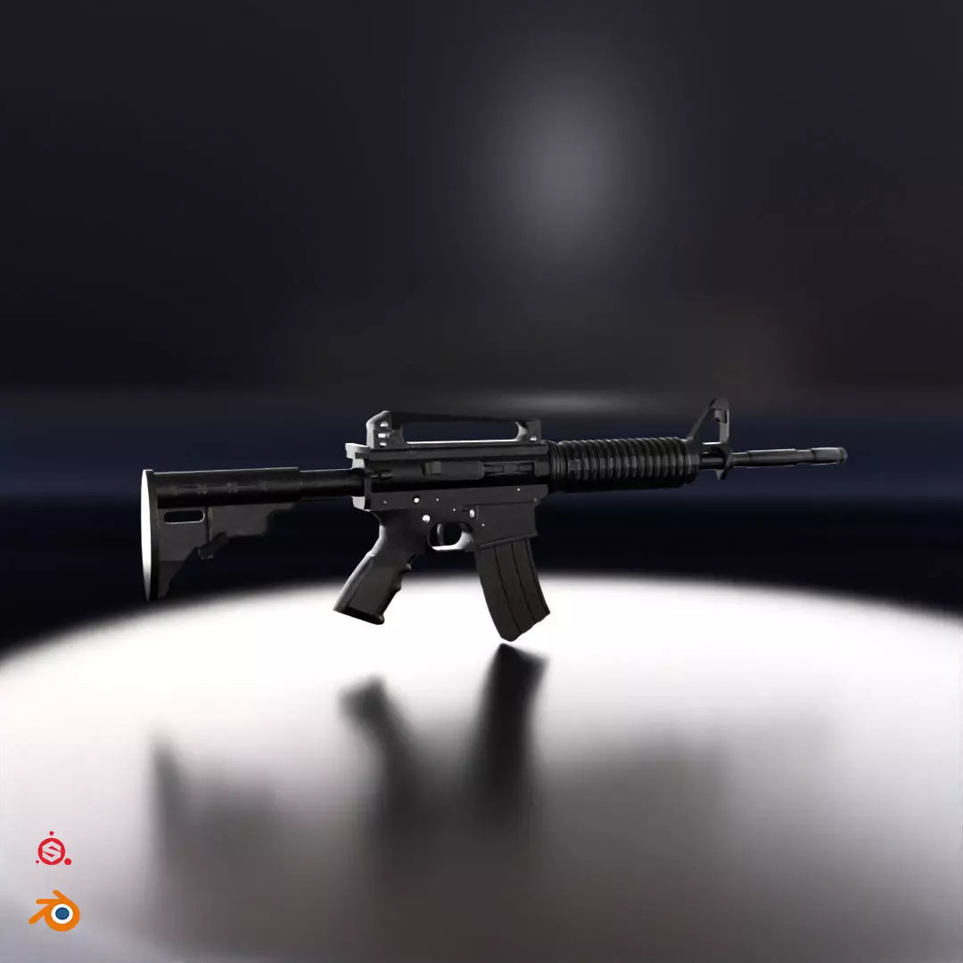 M4 Assault Rifle Low-poly 3D model_0