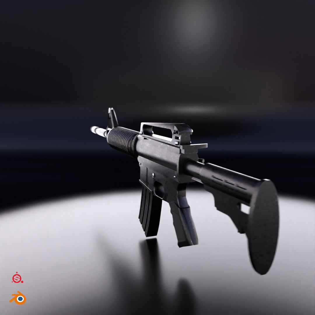 M4 Assault Rifle Low-poly 3D model_2
