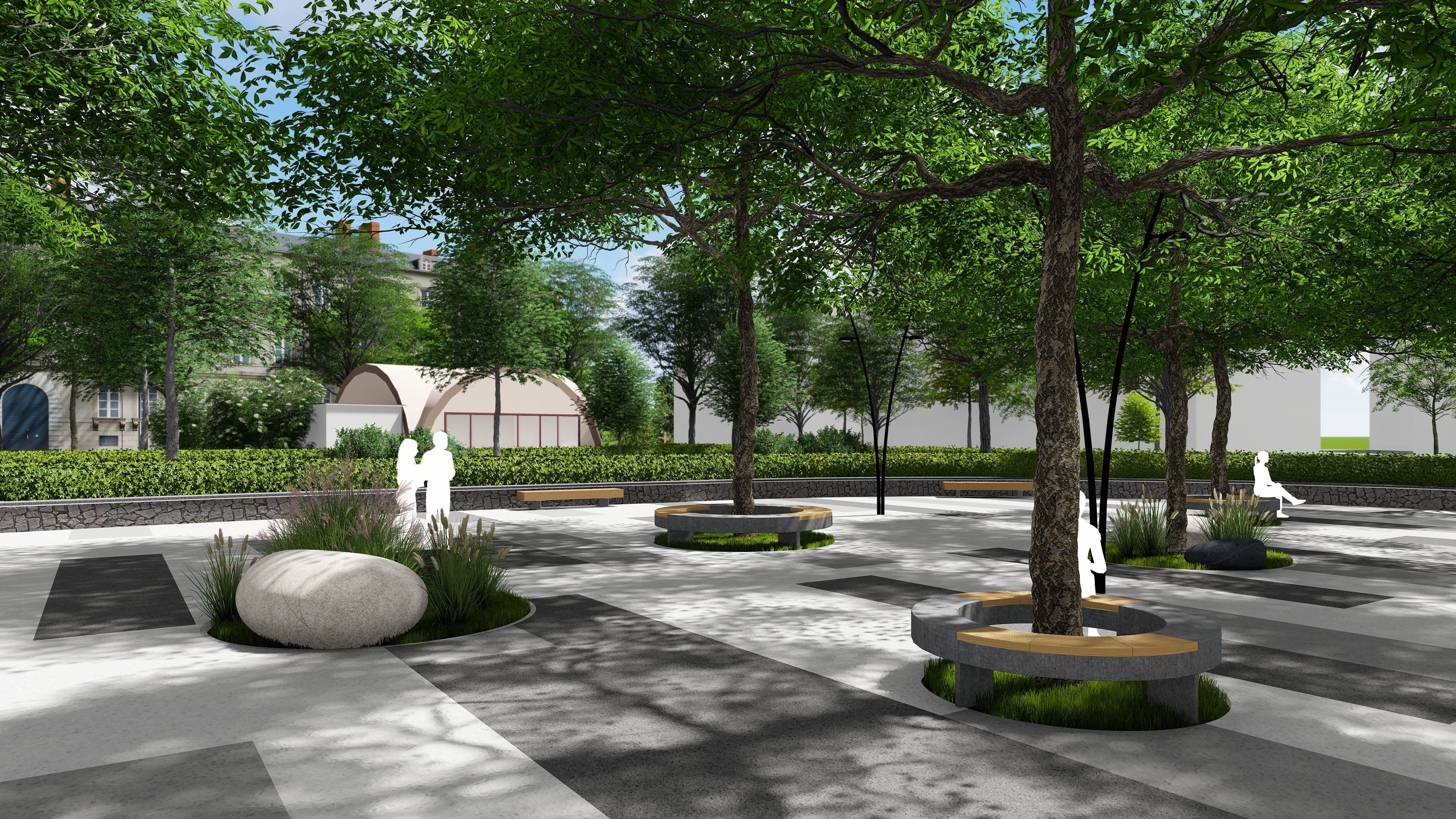 Urban environment with a drama theater building and a square 3D model_12