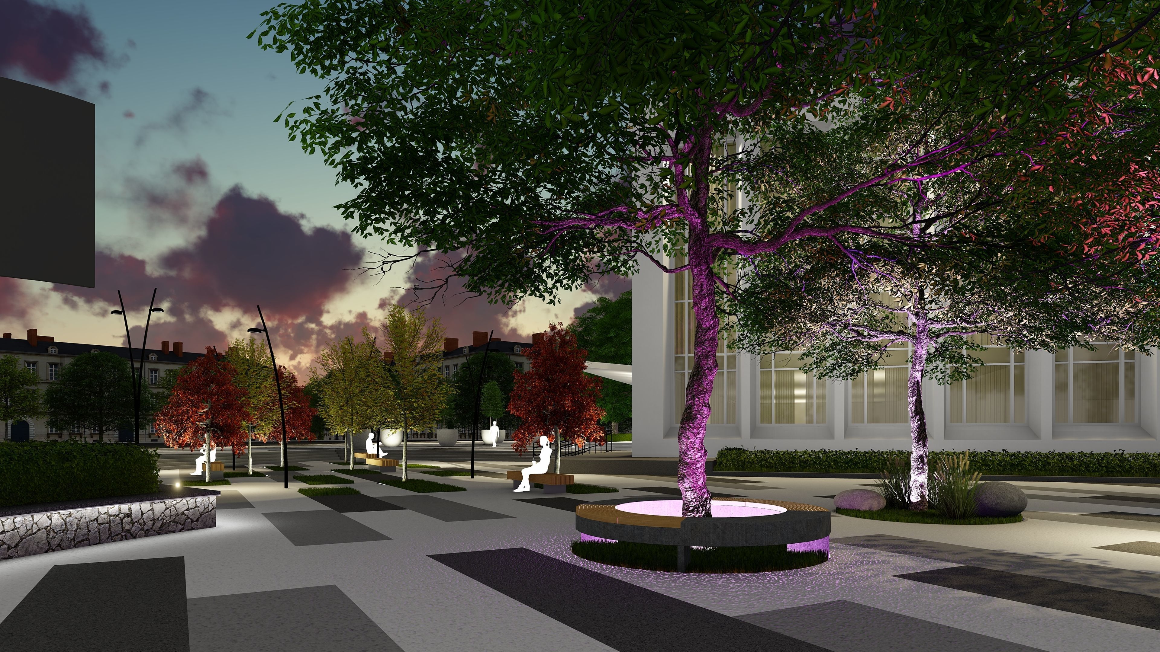 Urban environment with a drama theater building and a square 3D model_25