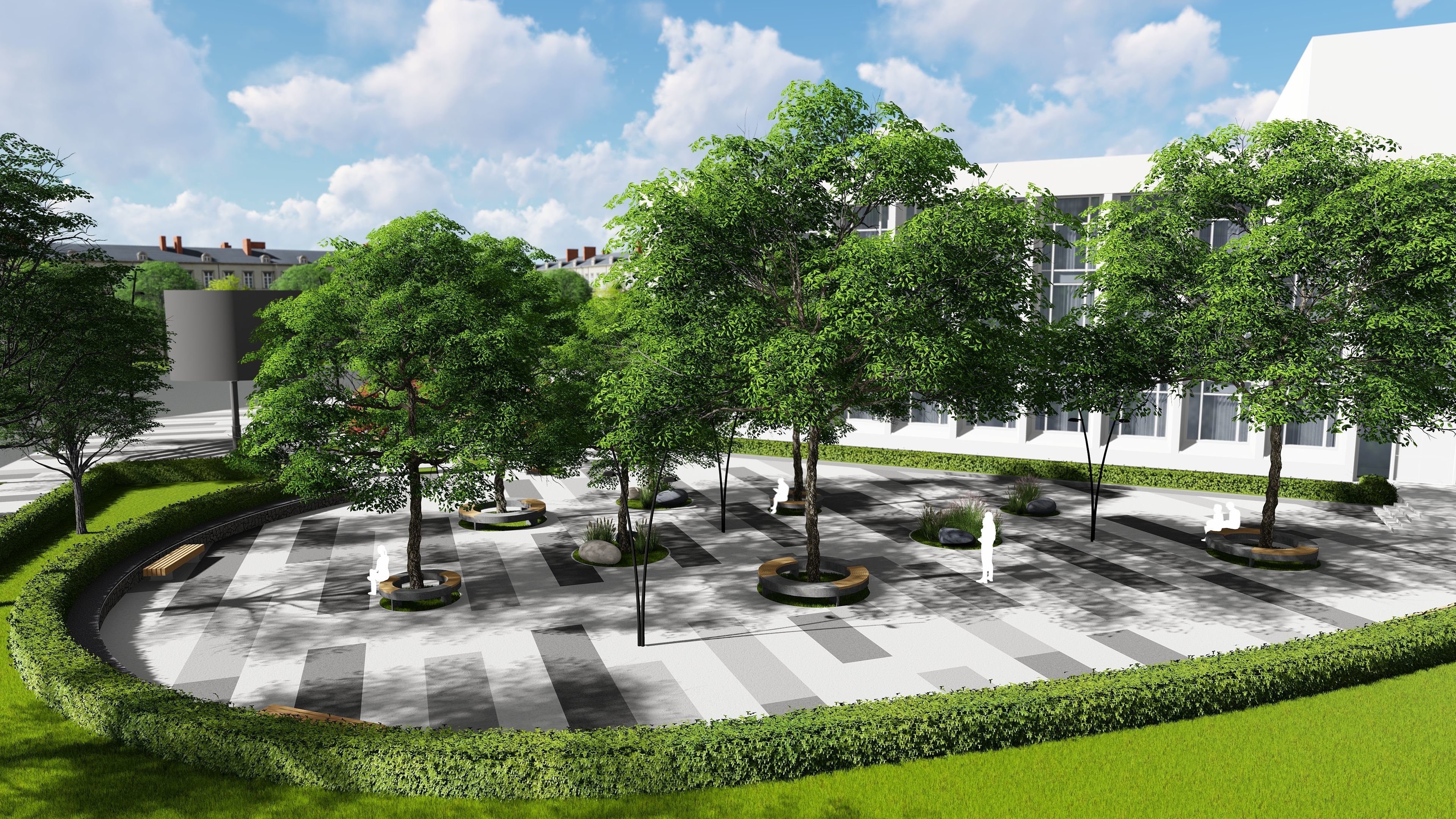 Urban environment with a drama theater building and a square 3D model_13