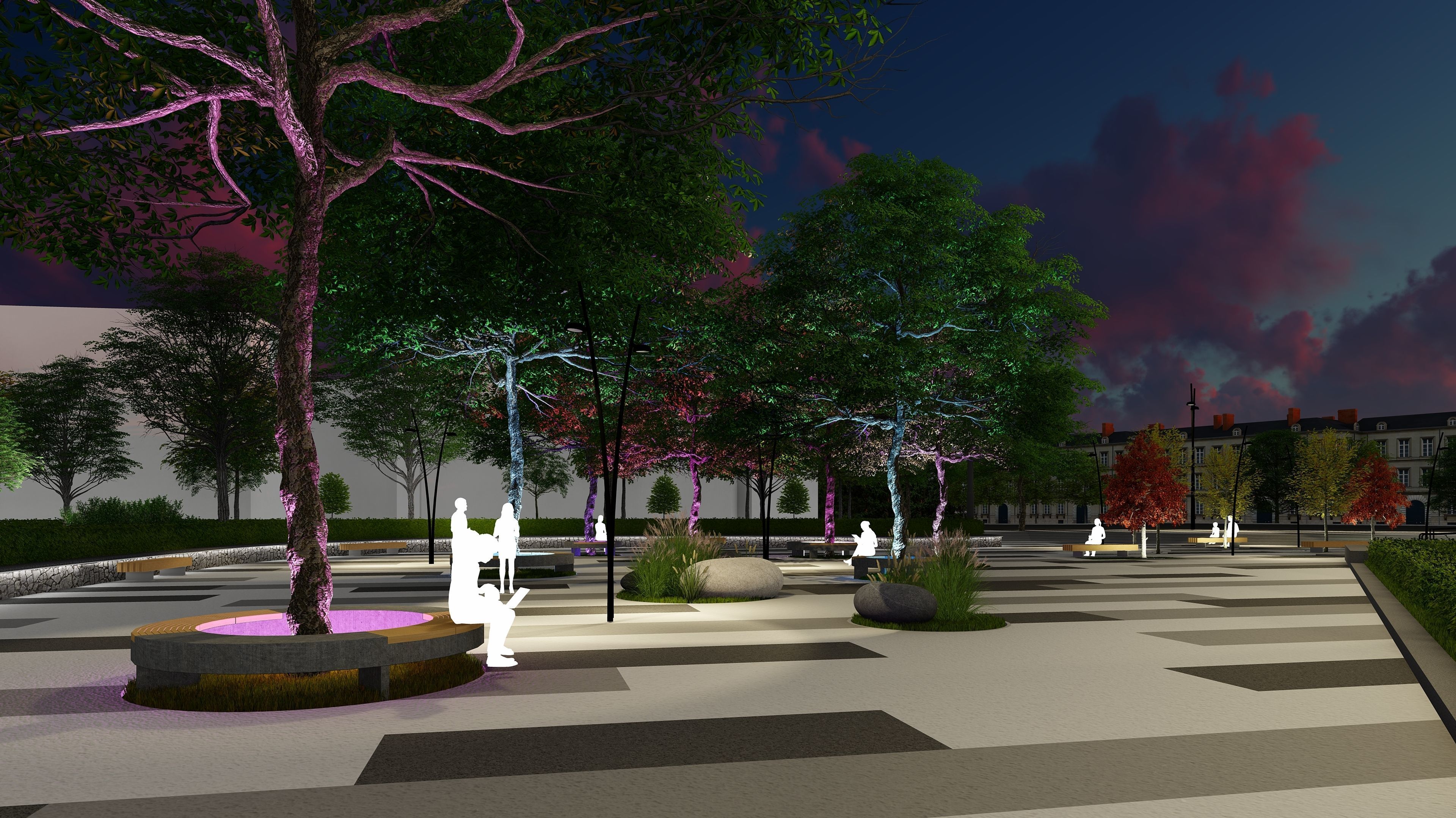 Urban environment with a drama theater building and a square 3D model_21
