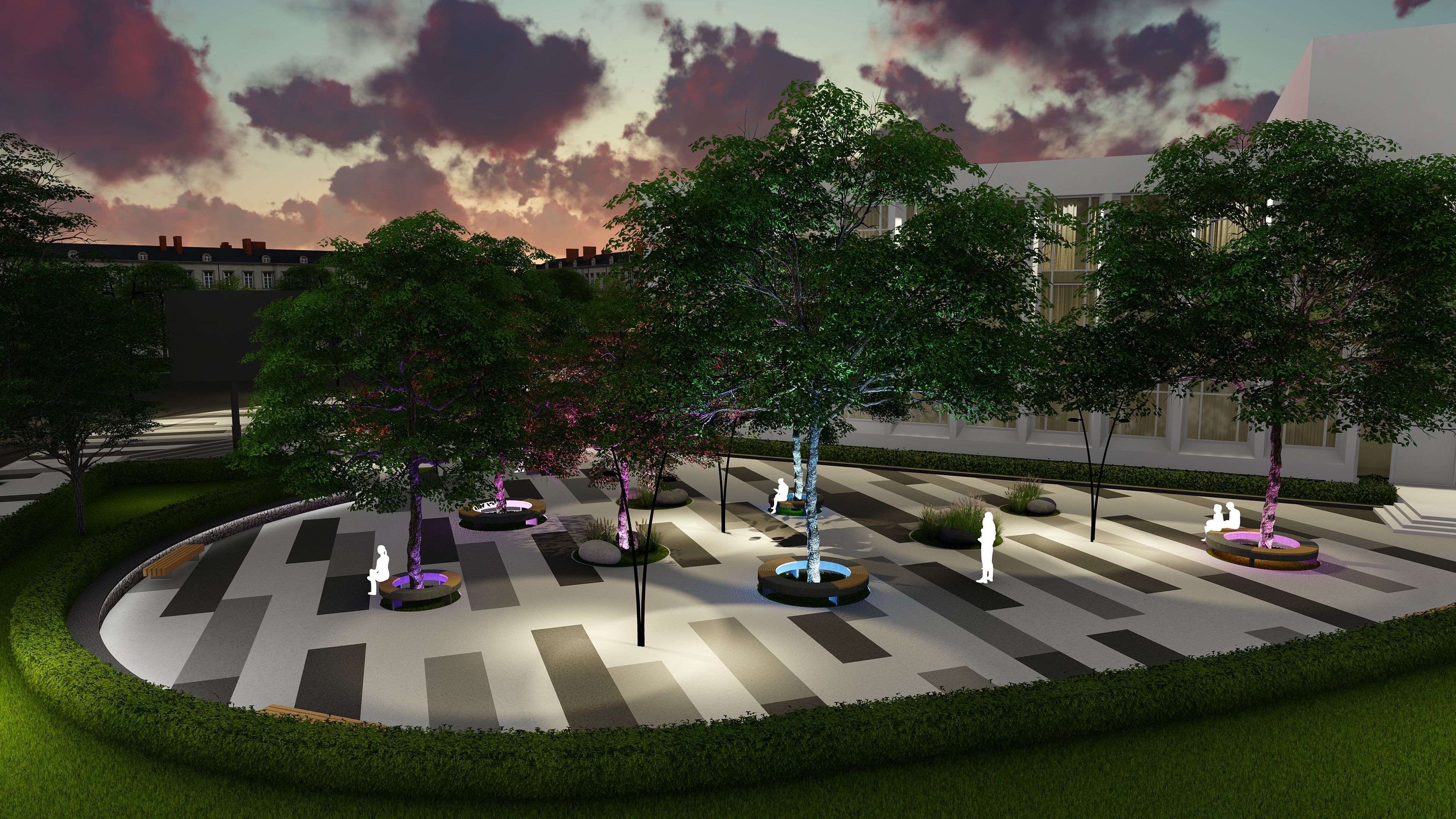 Urban environment with a drama theater building and a square 3D model_27