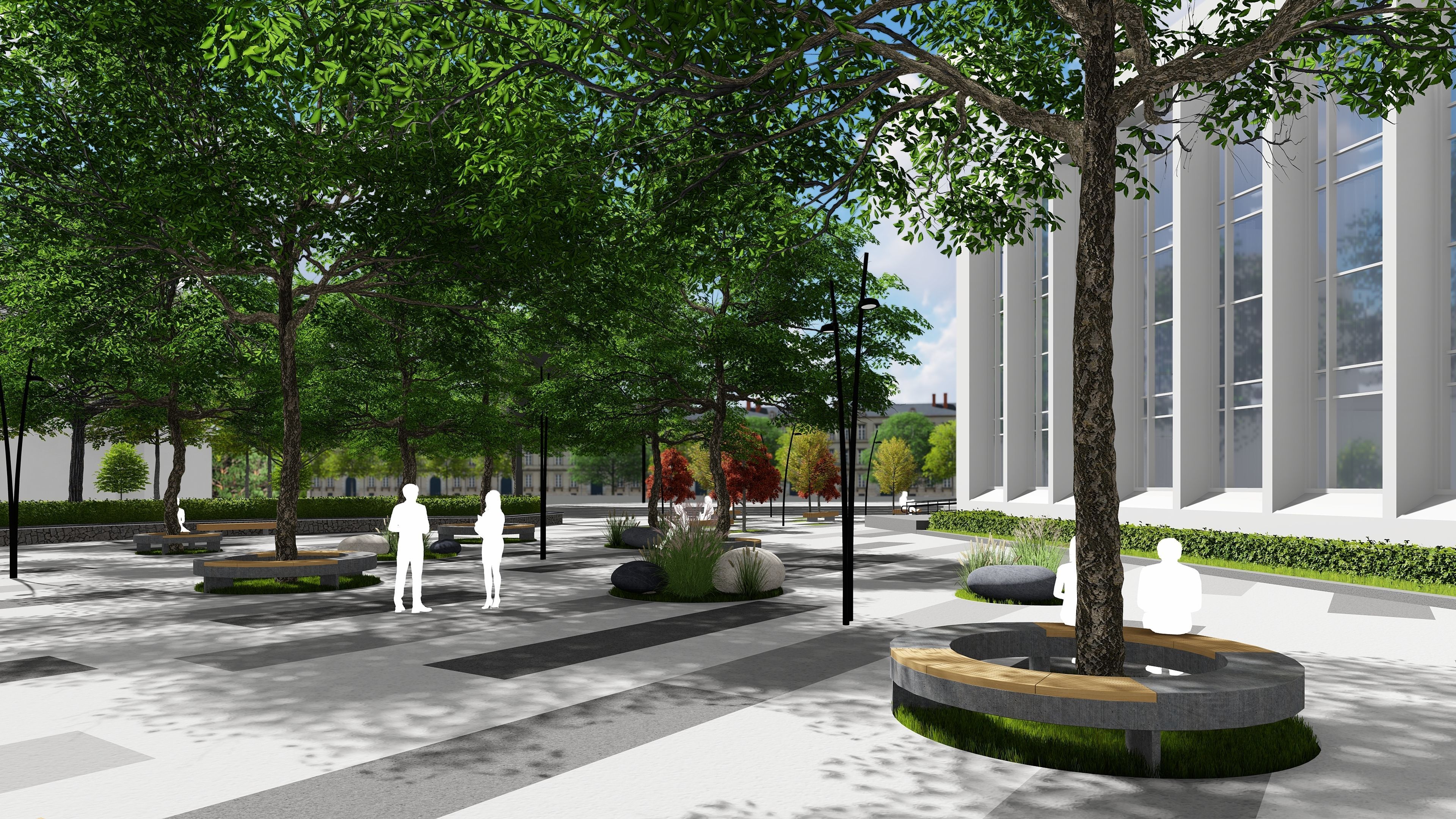 Urban environment with a drama theater building and a square 3D model_11