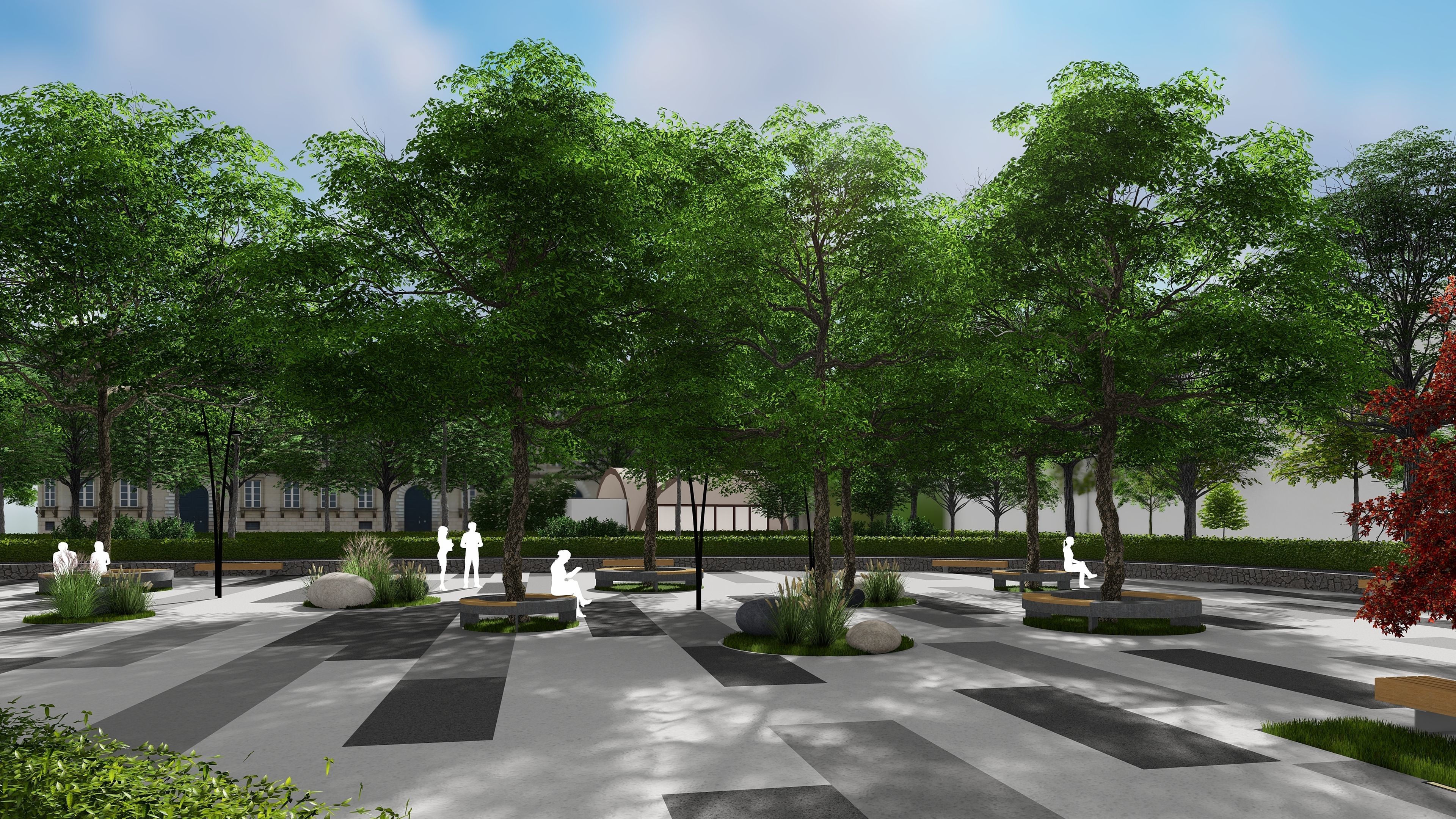 Urban environment with a drama theater building and a square 3D model_10