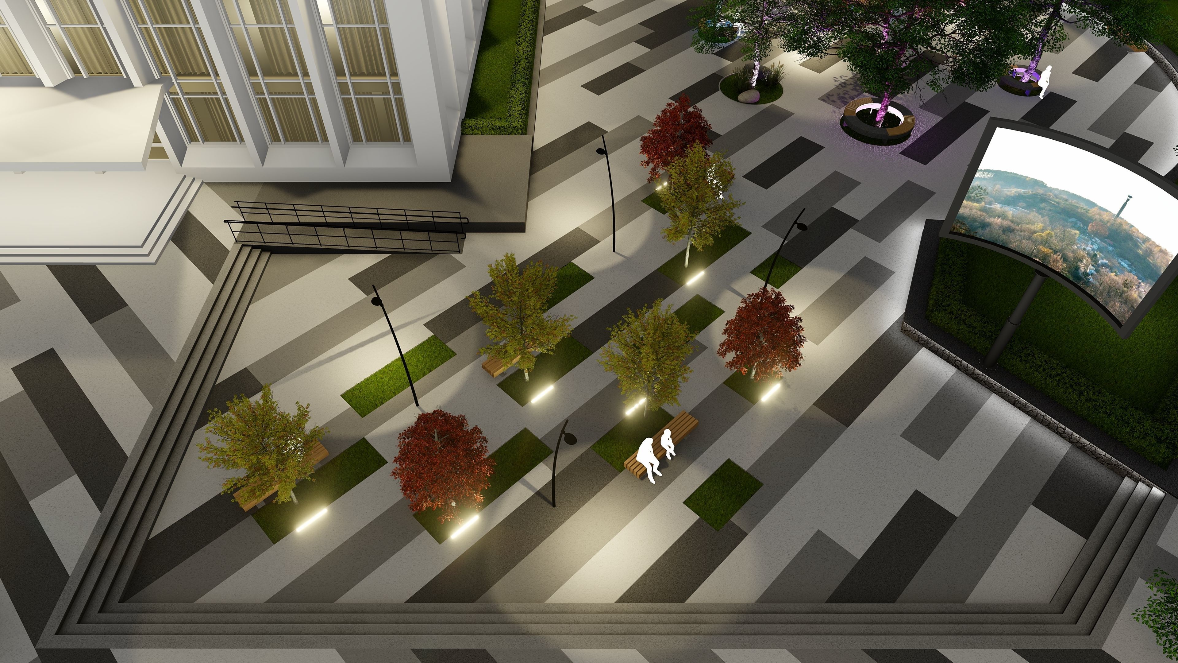 Urban environment with a drama theater building and a square 3D model_17
