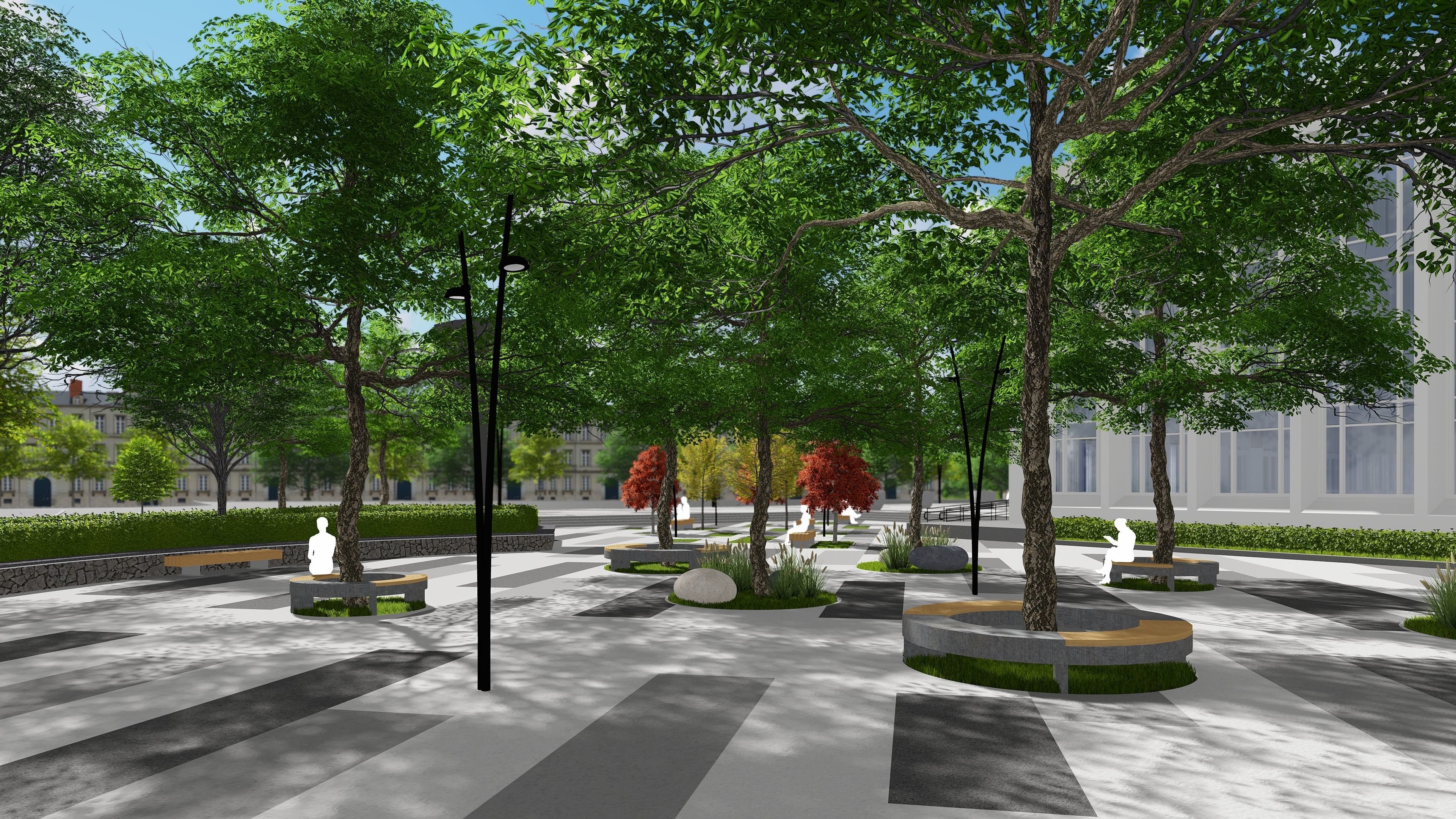 Urban environment with a drama theater building and a square 3D model_9