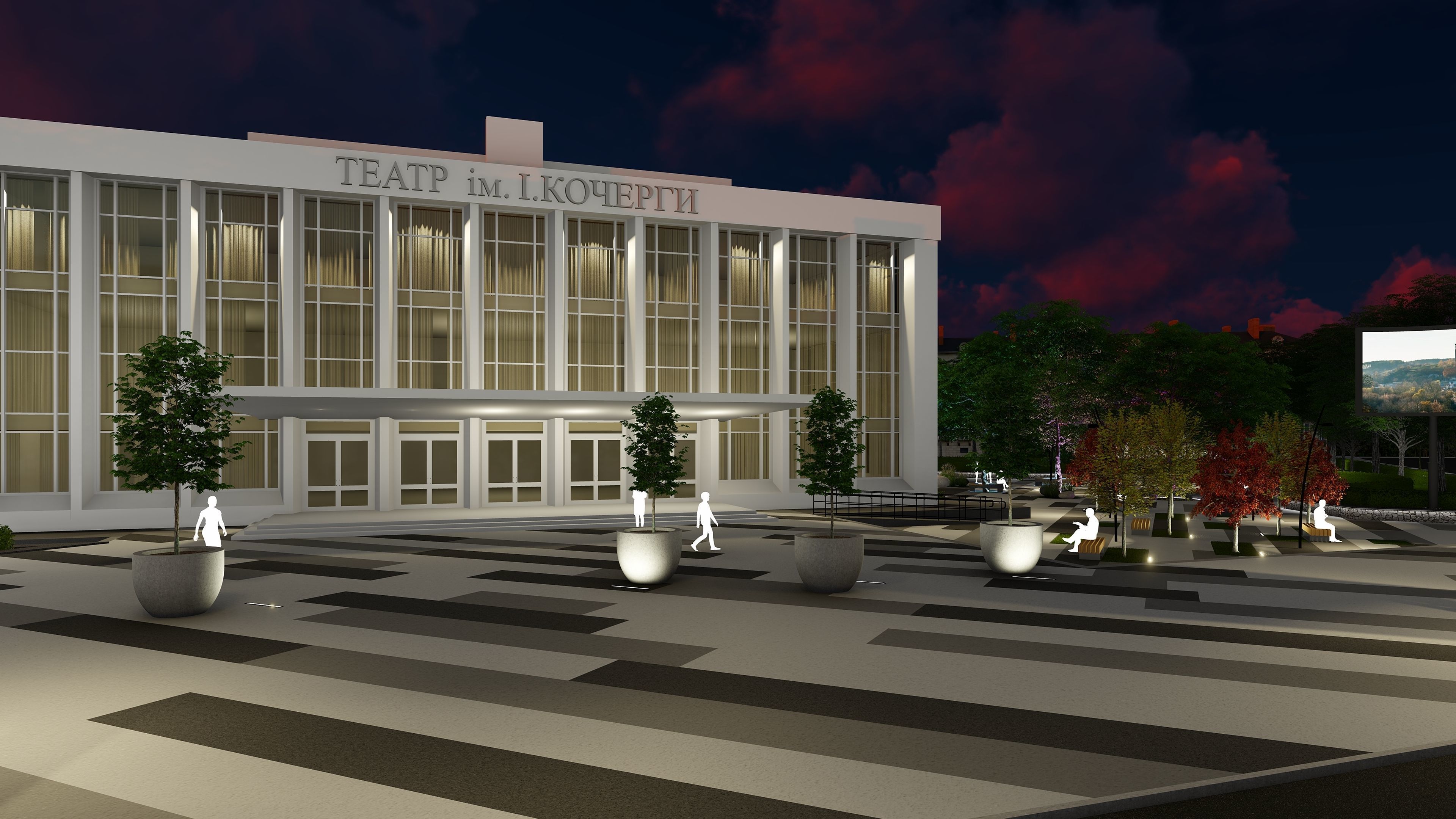 Urban environment with a drama theater building and a square 3D model_19