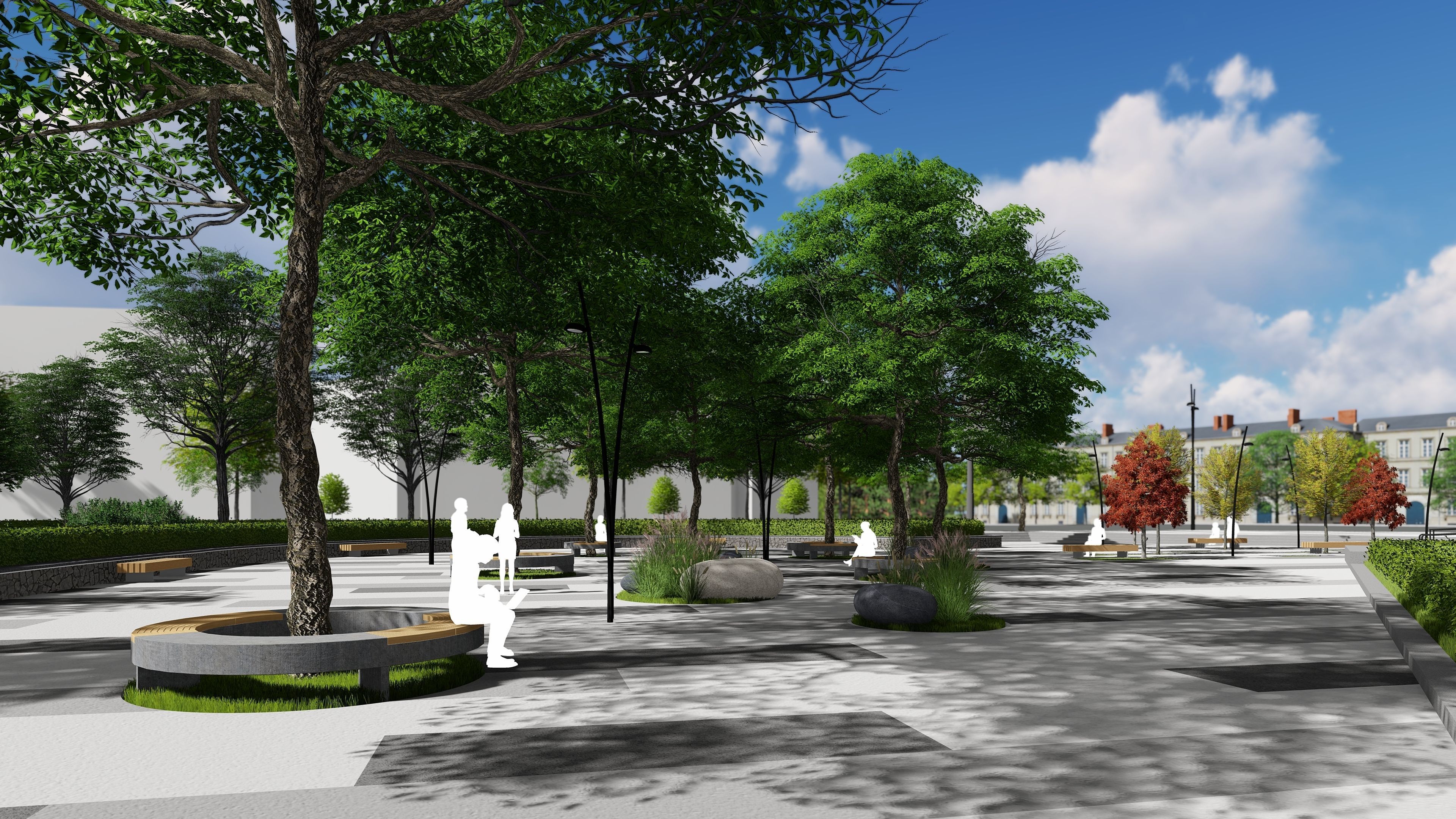 Urban environment with a drama theater building and a square 3D model_7