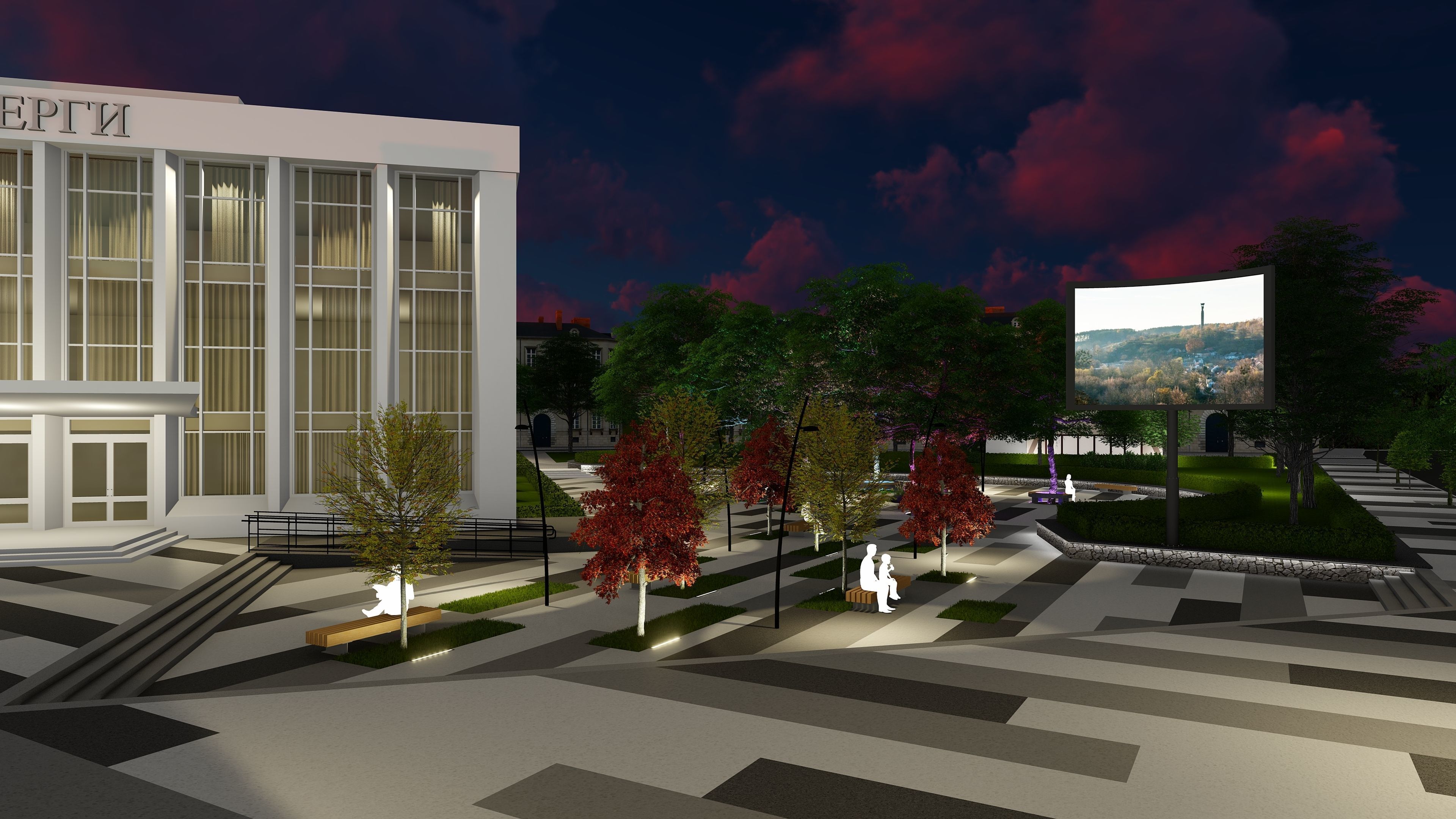 Urban environment with a drama theater building and a square 3D model_18