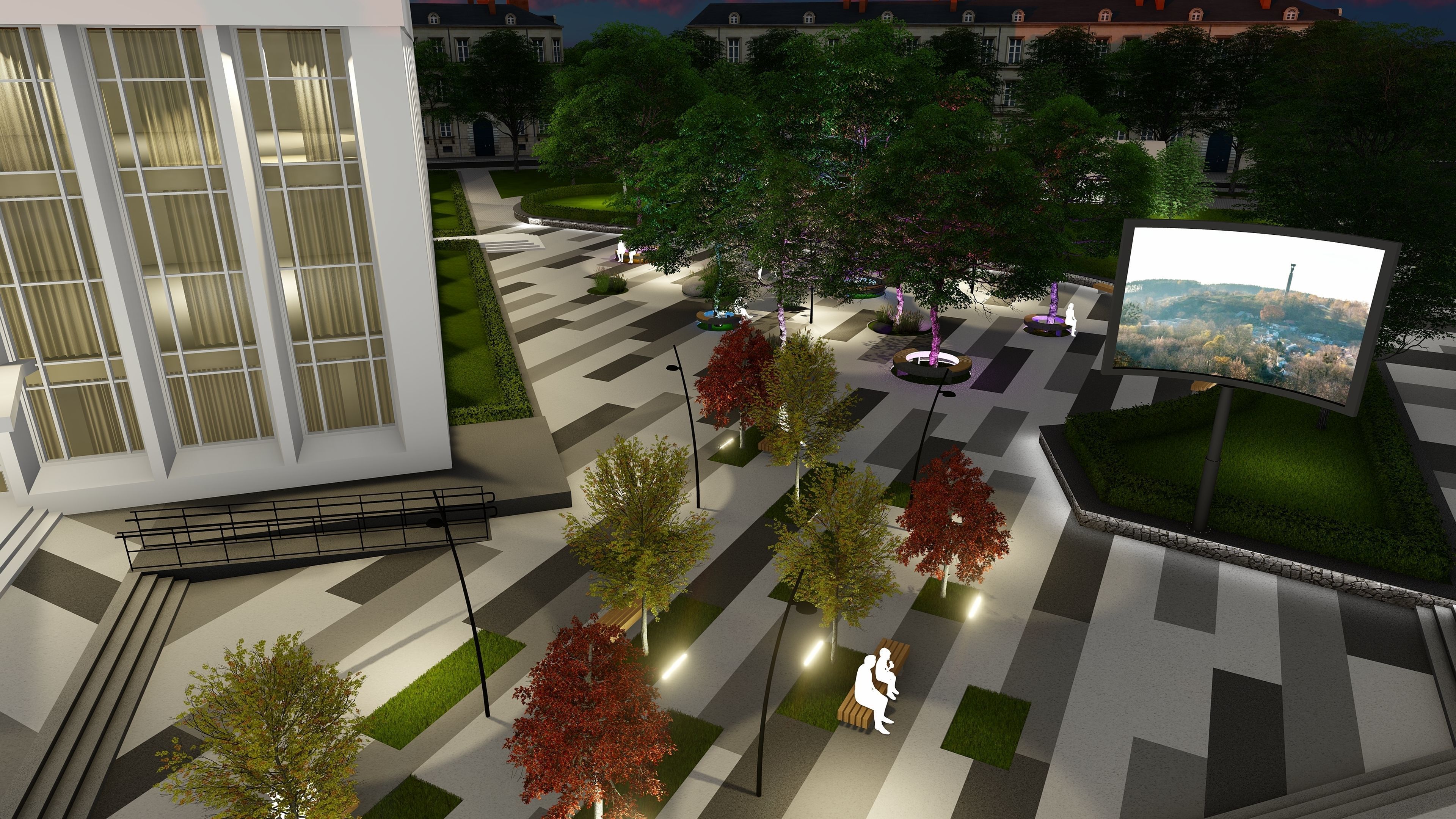 Urban environment with a drama theater building and a square 3D model_16