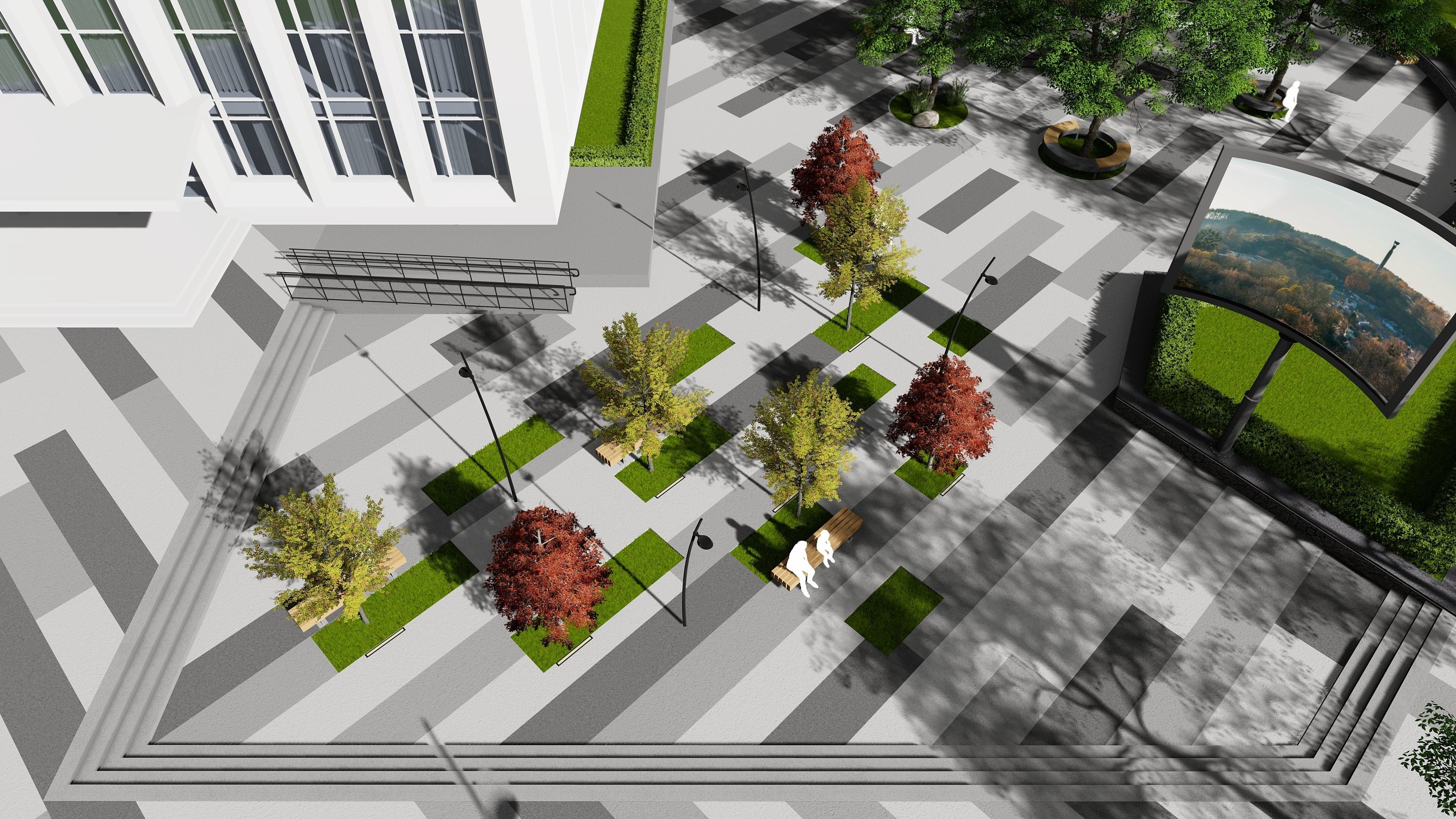 Urban environment with a drama theater building and a square 3D model_3