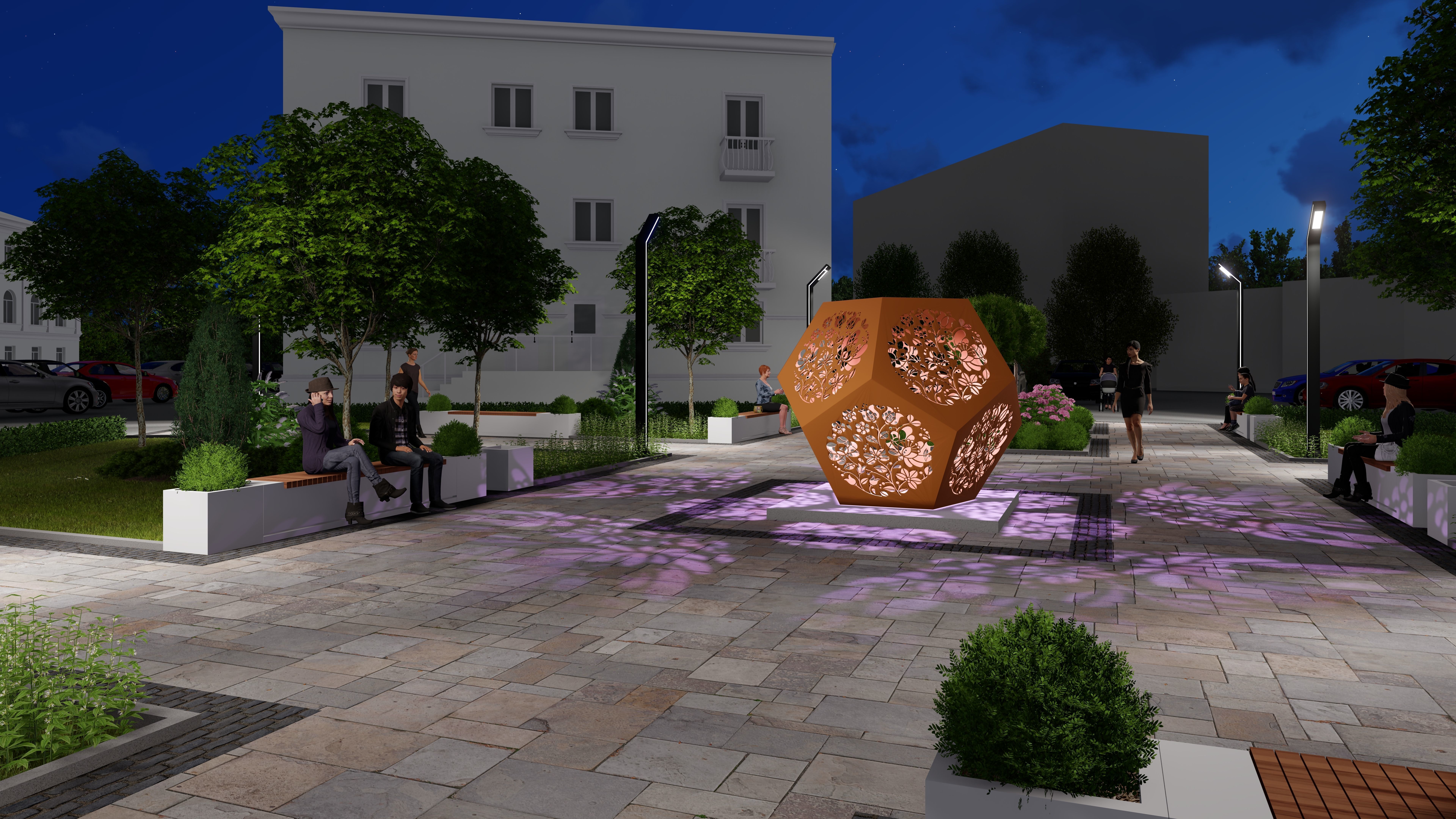 Urban environment with buildings and a square 3D model_11