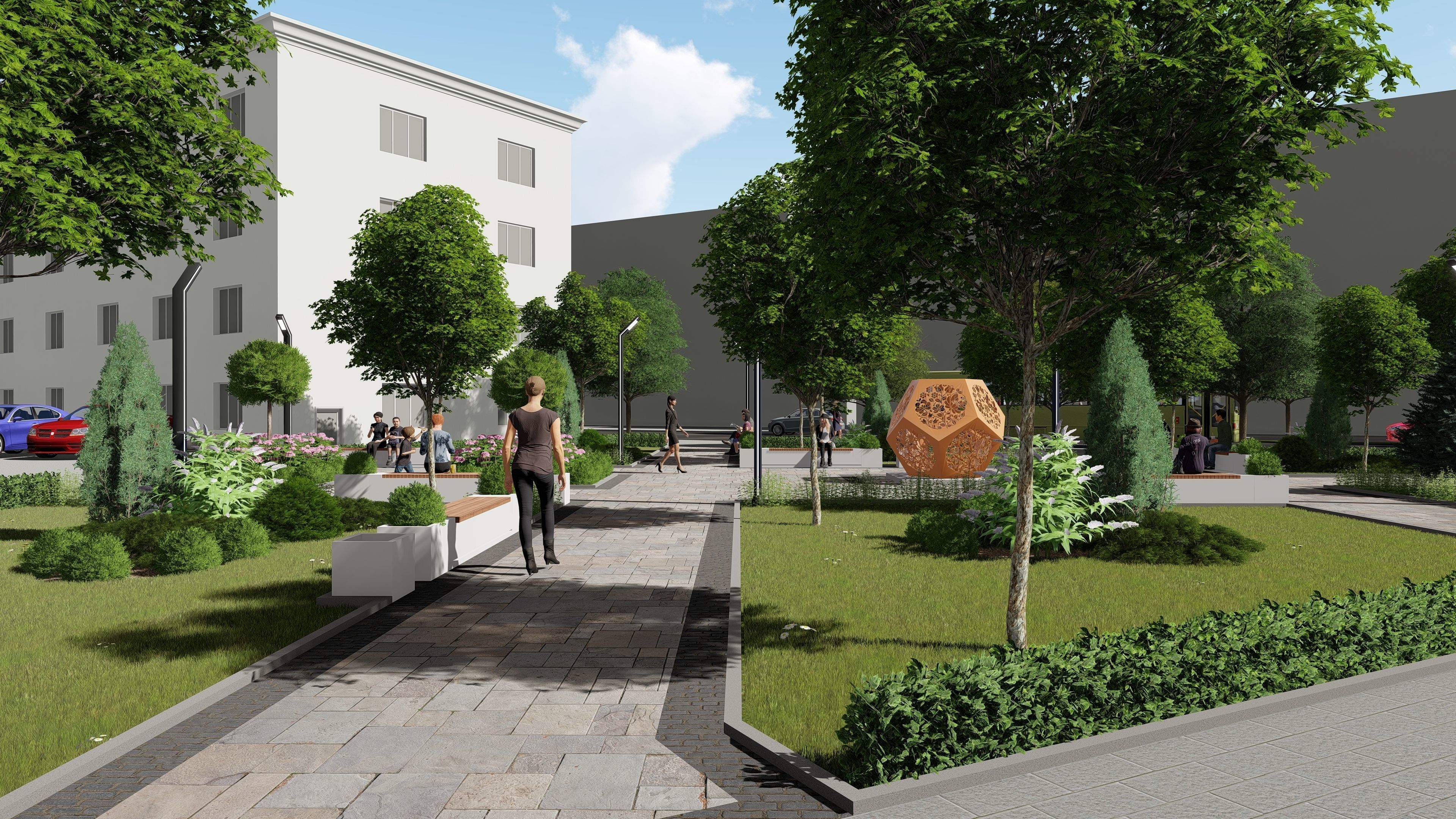 Urban environment with buildings and a square 3D model_16