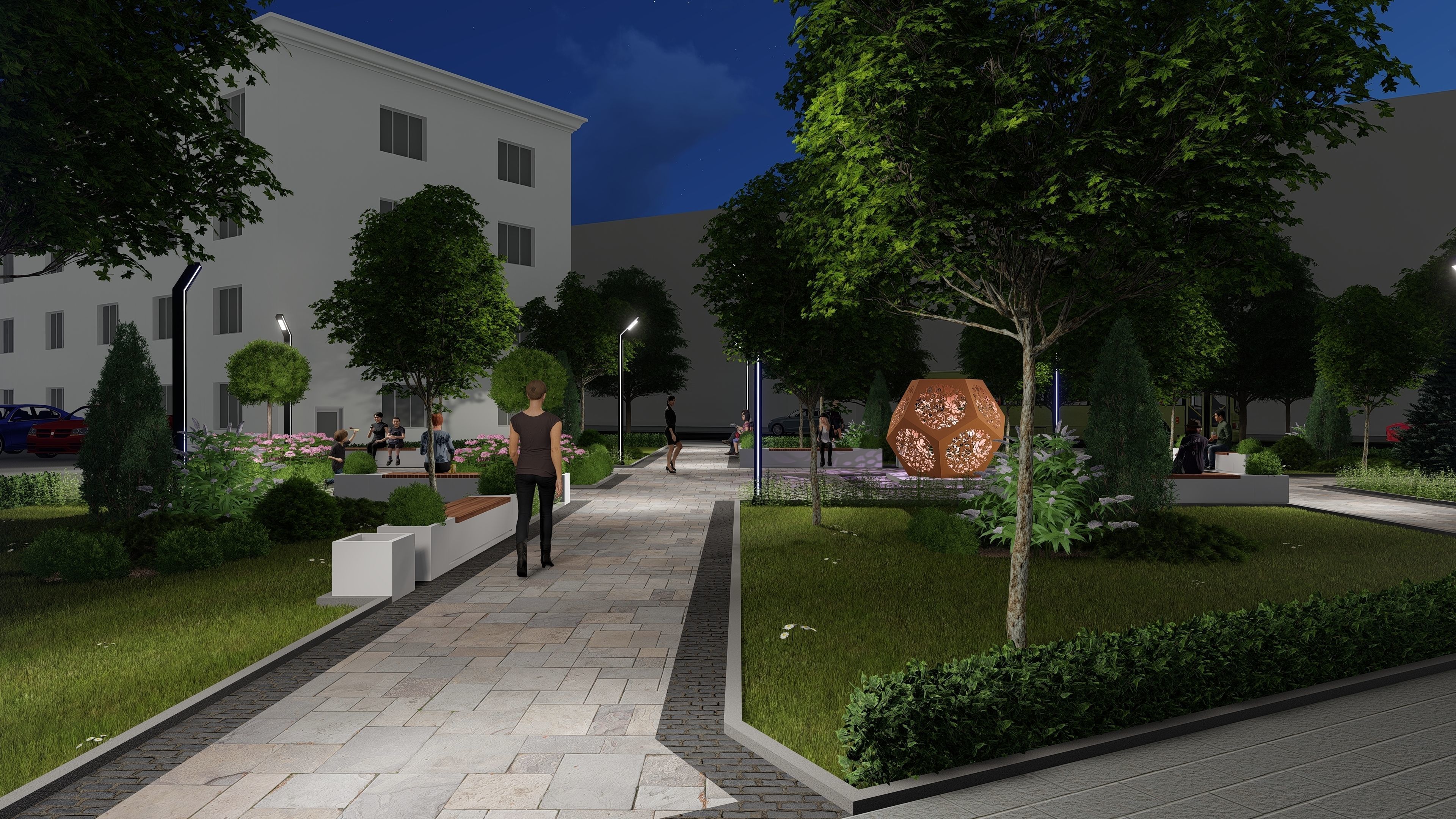 Urban environment with buildings and a square 3D model_17