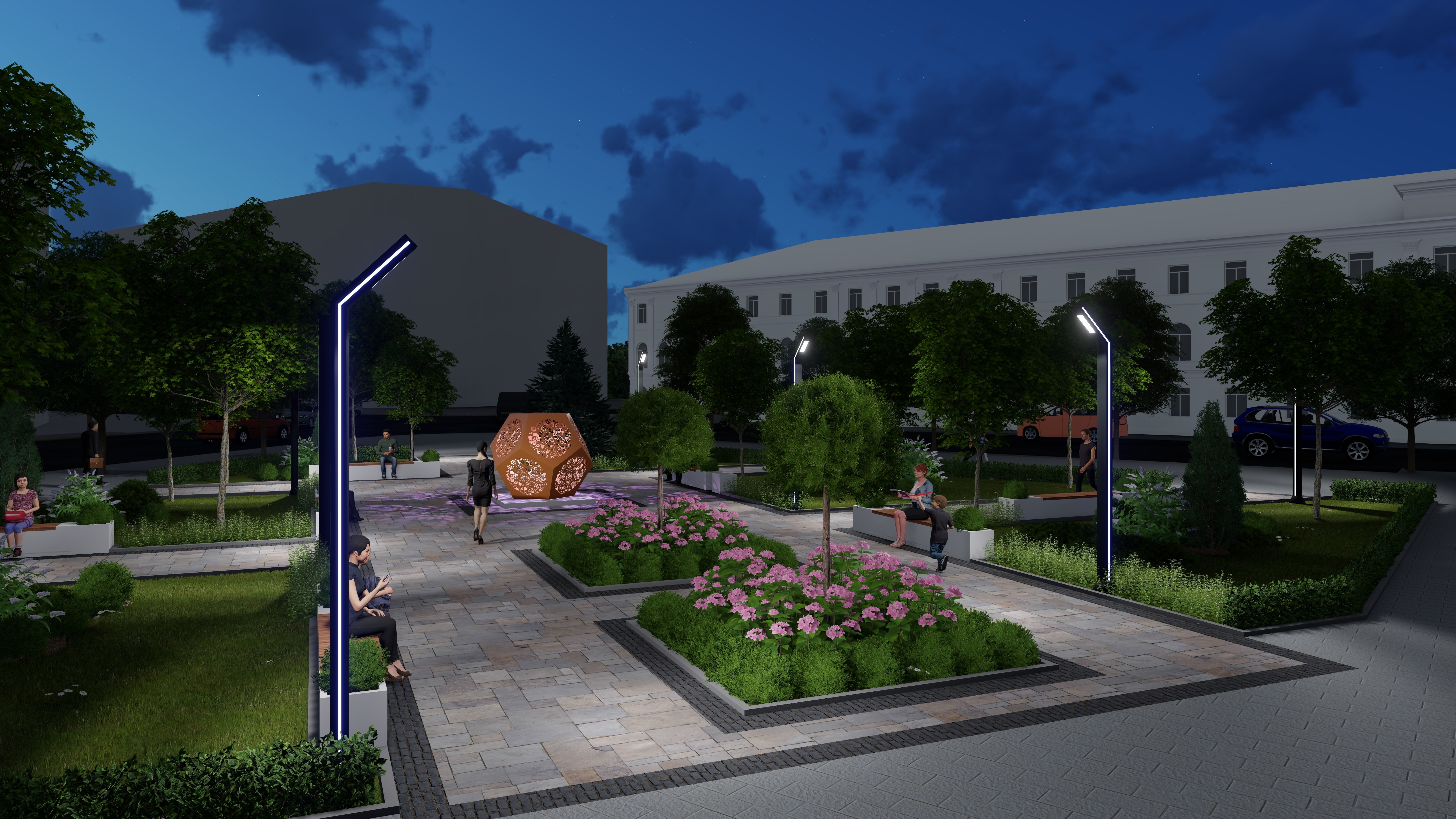 Urban environment with buildings and a square 3D model_5