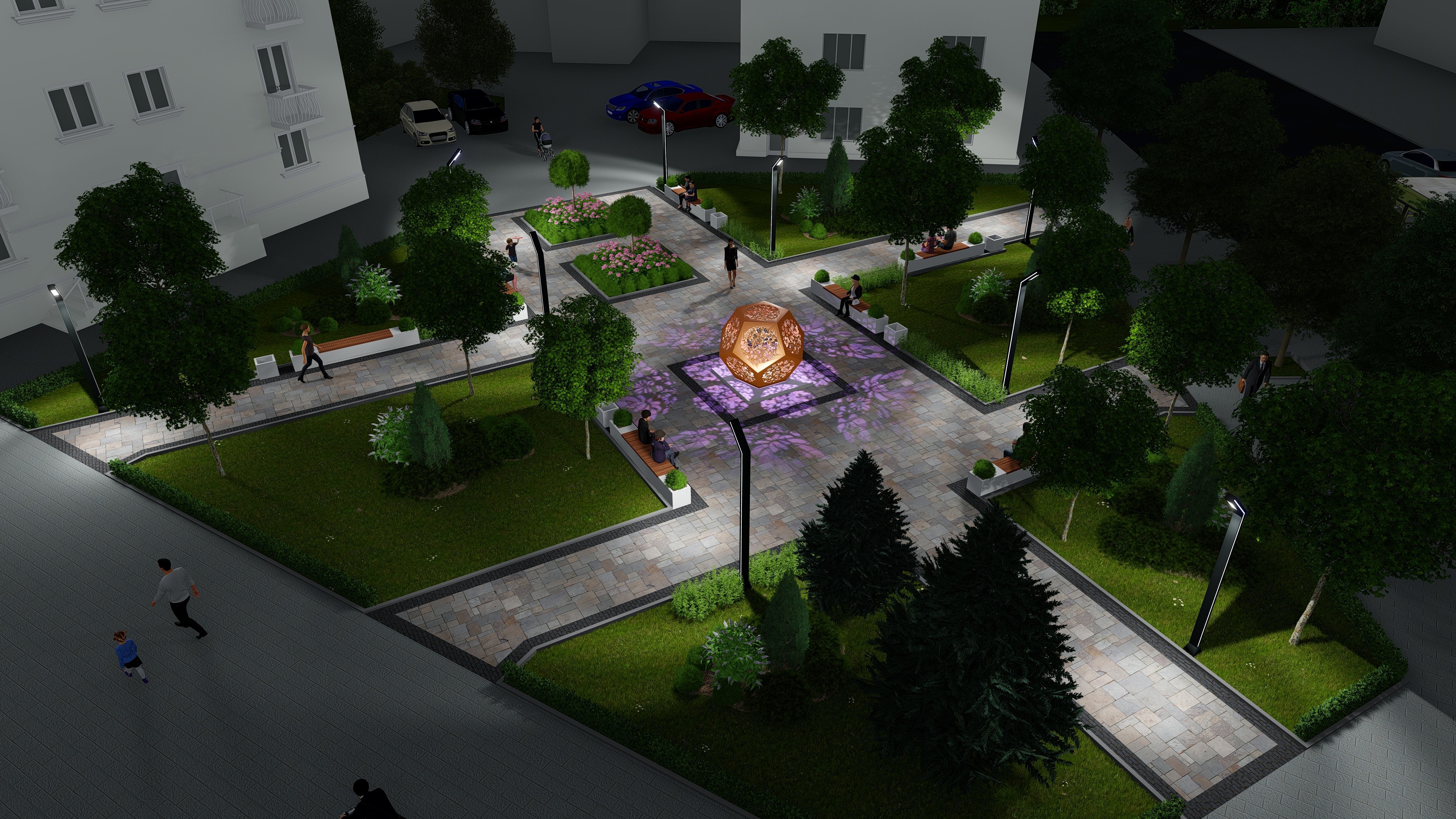 Urban environment with buildings and a square 3D model_1