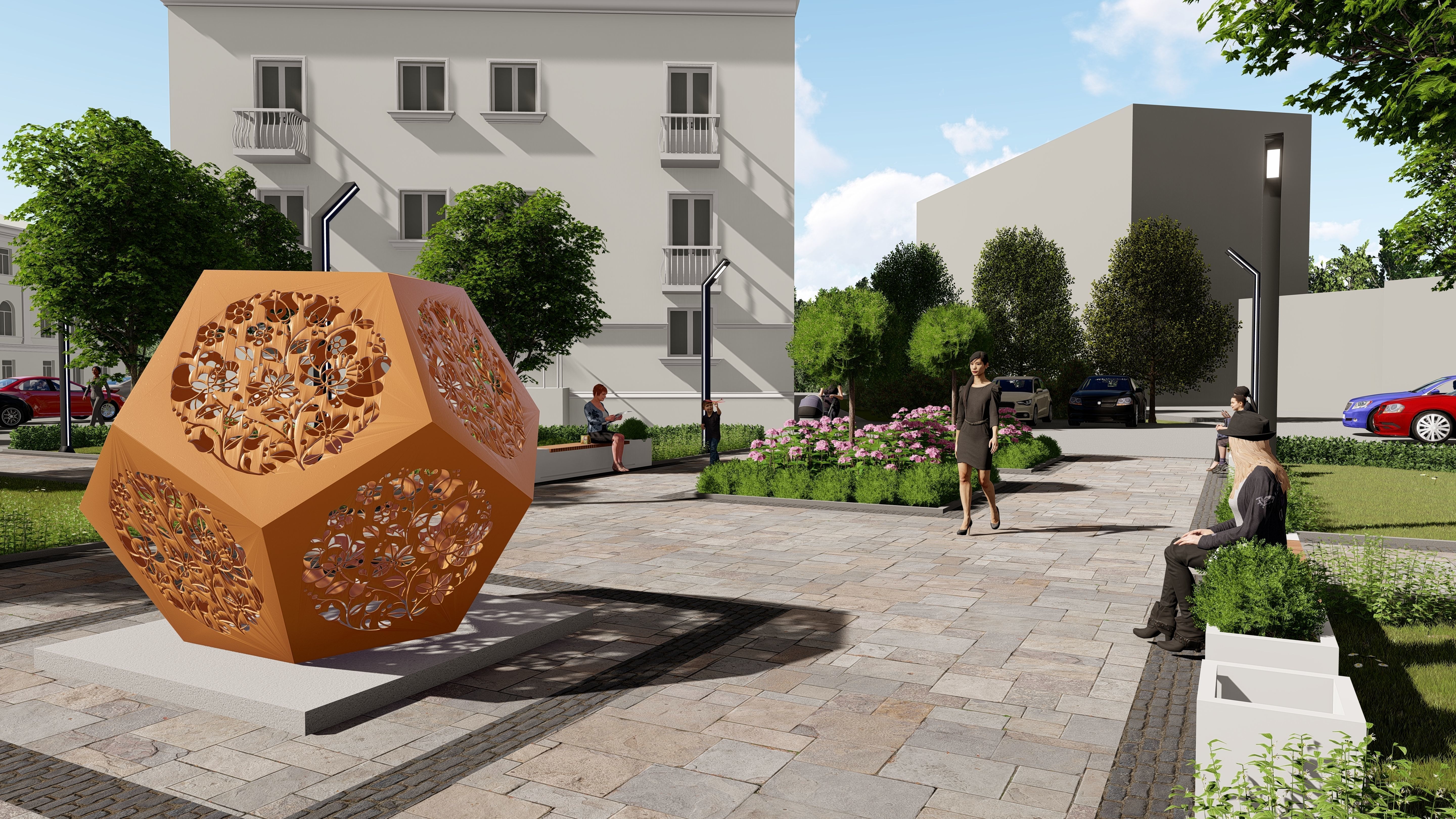 Urban environment with buildings and a square 3D model_18