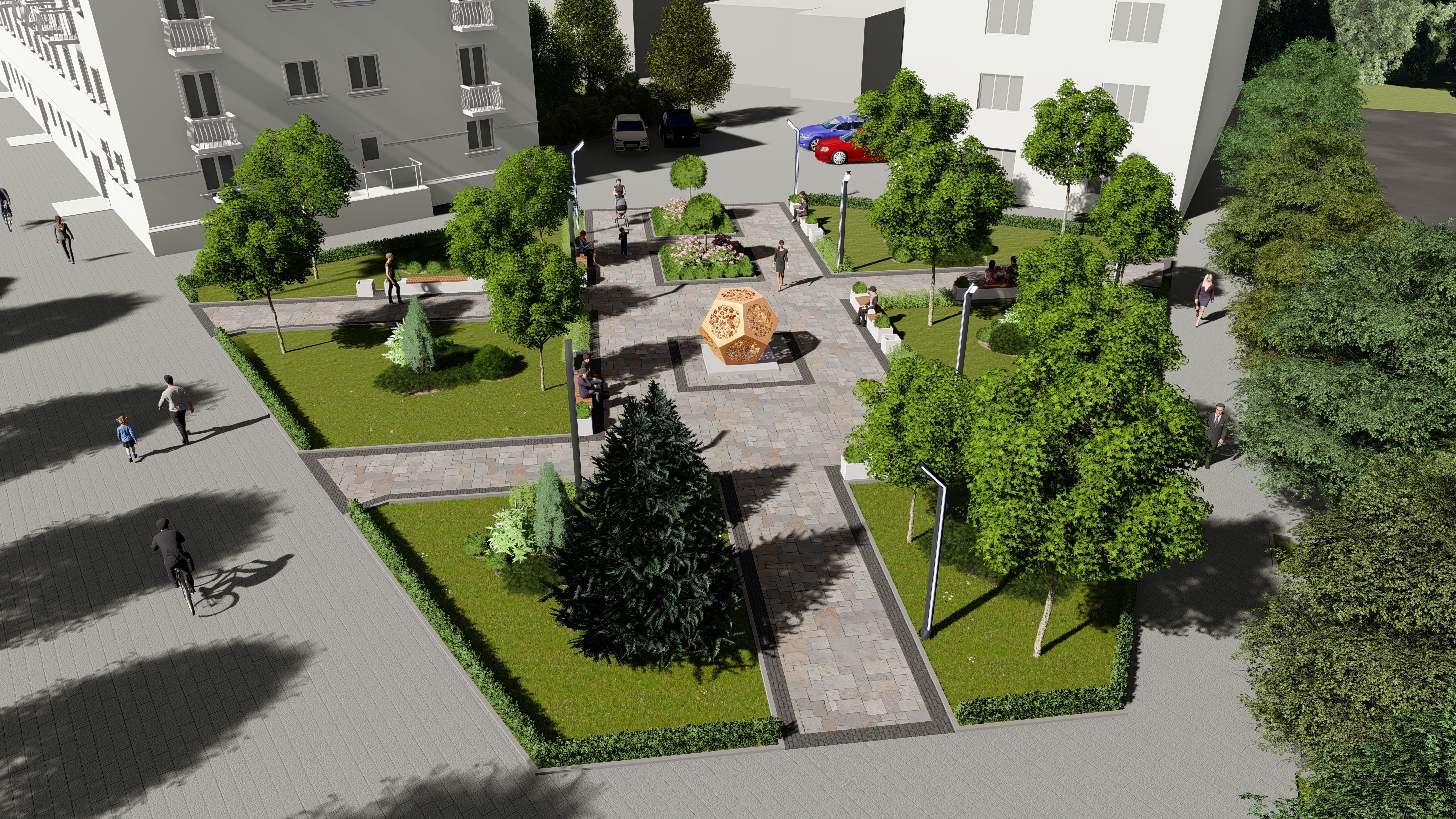 Urban environment with buildings and a square 3D model_20