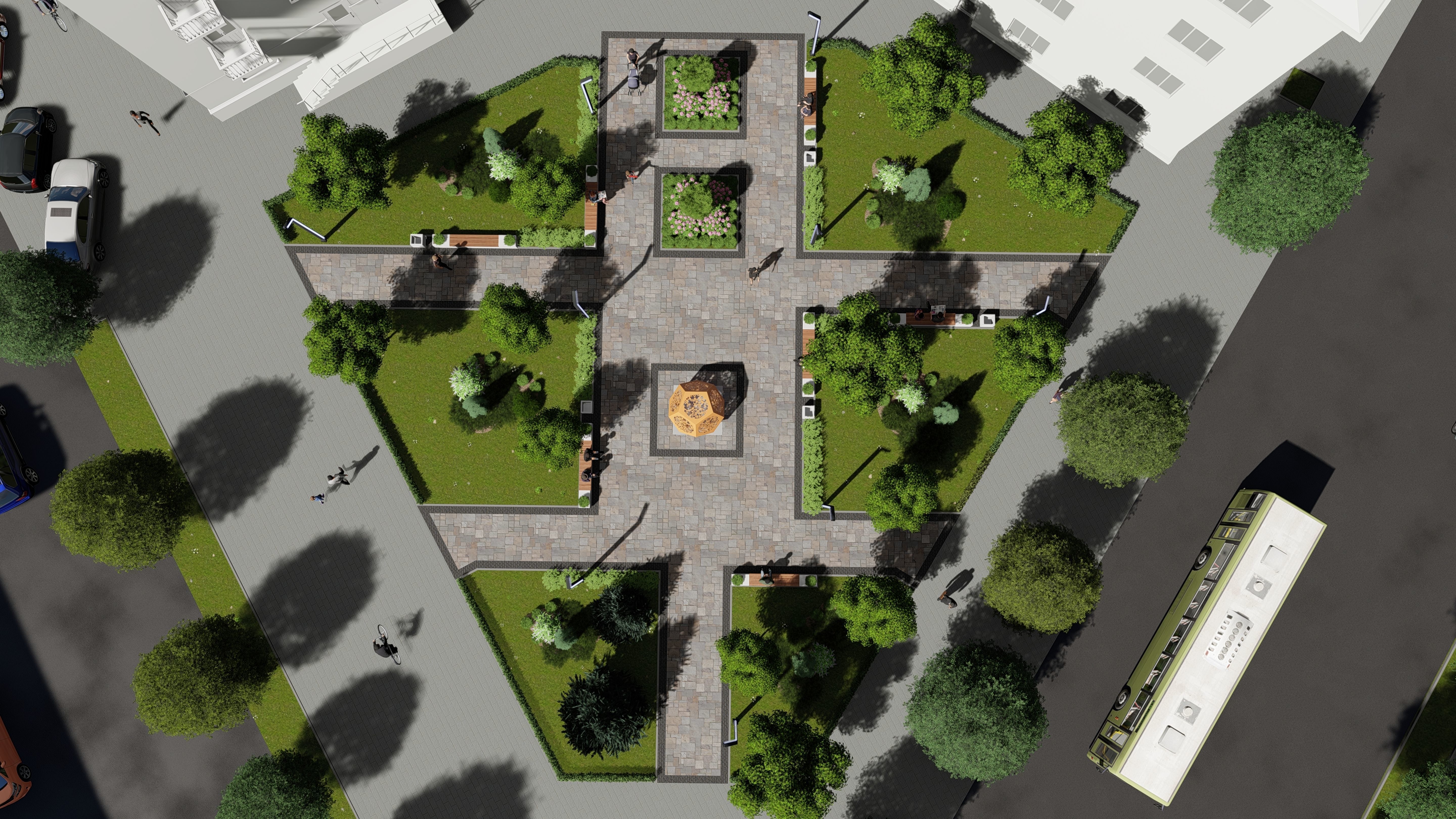 Urban environment with buildings and a square 3D model_21