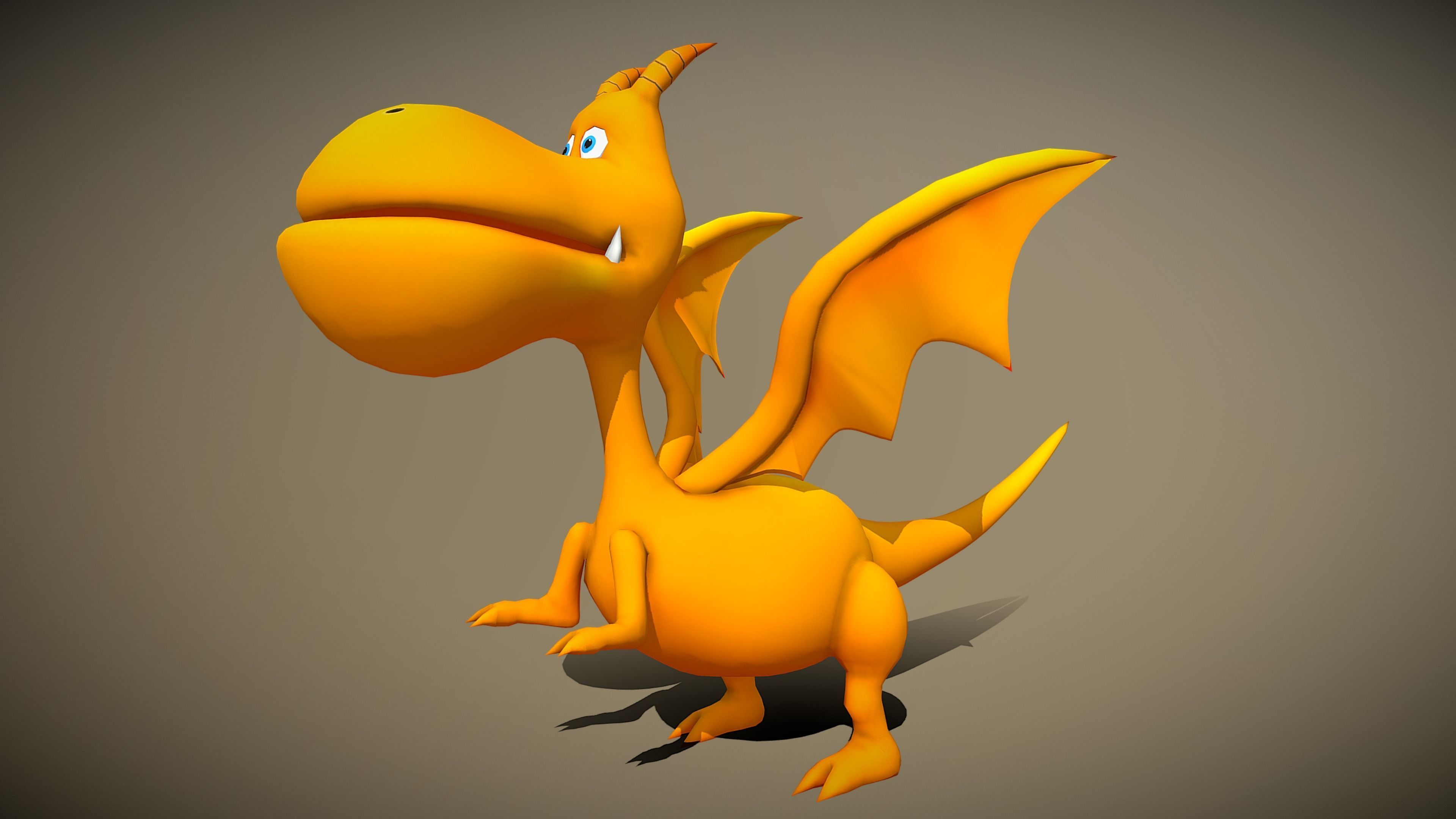 Cartoon Dragon Low-poly 3D model_4