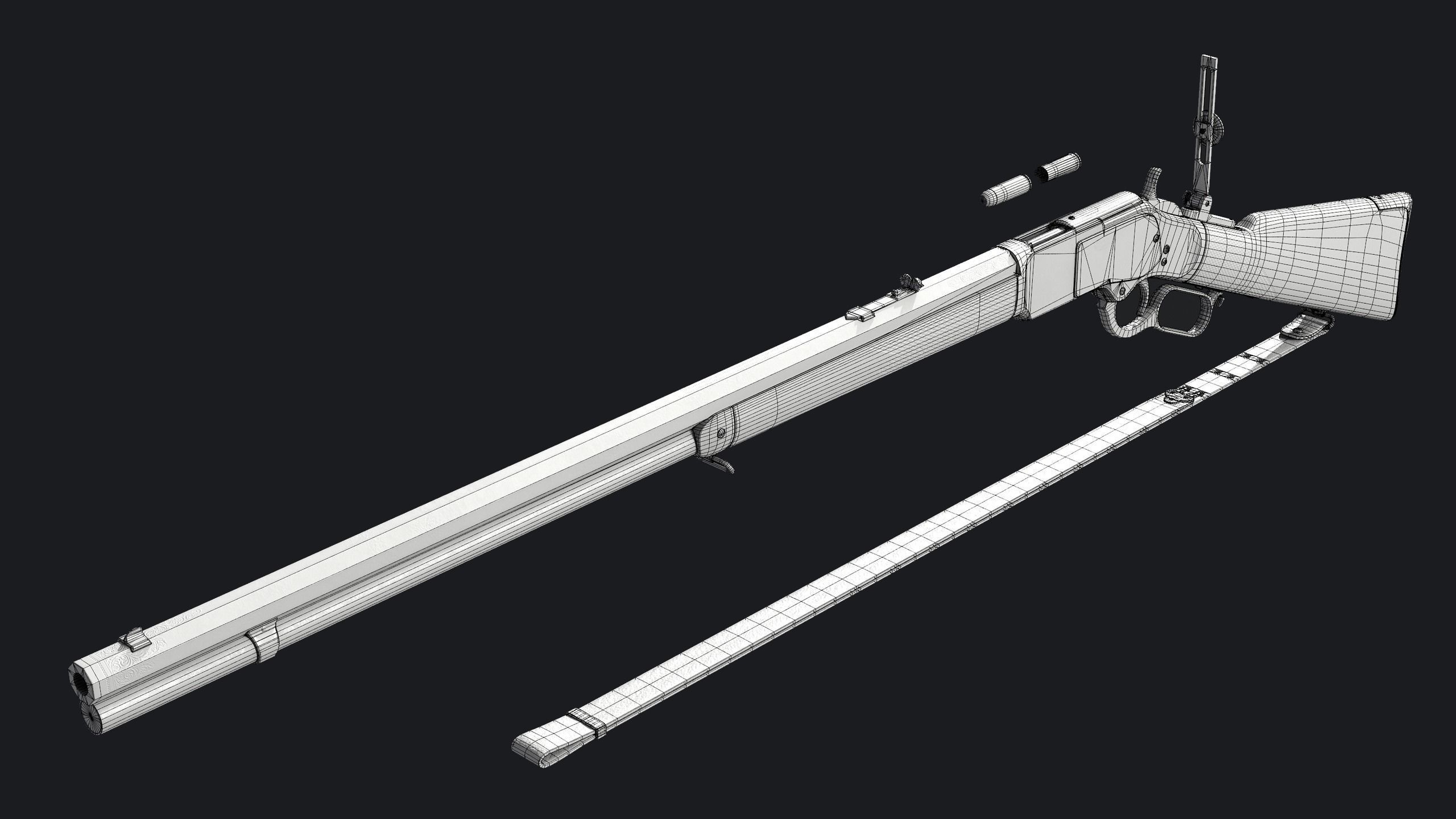 Winchester 1873 Rifle Low-poly 3D model_17