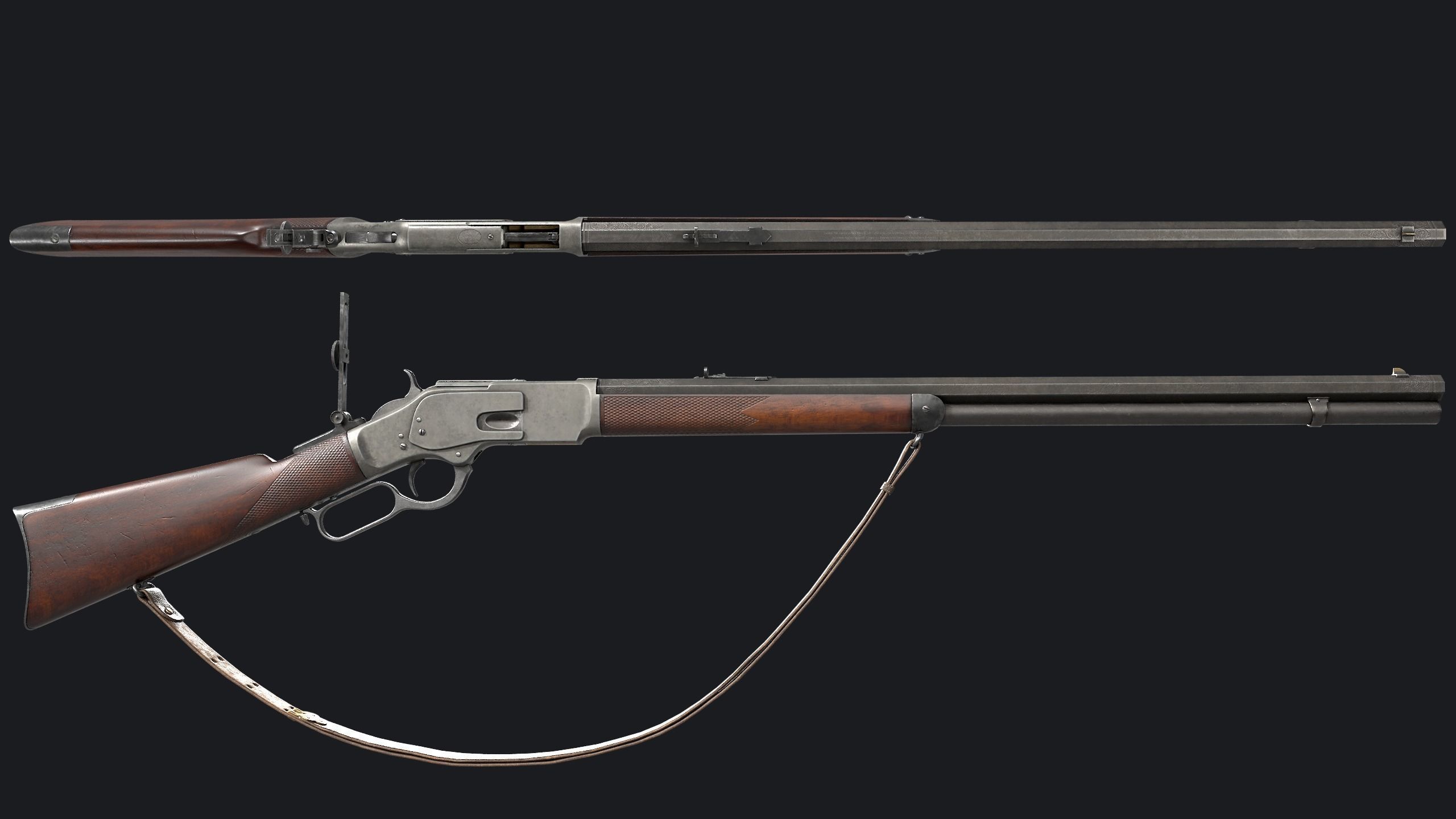 Winchester 1873 Rifle Low-poly 3D model_2