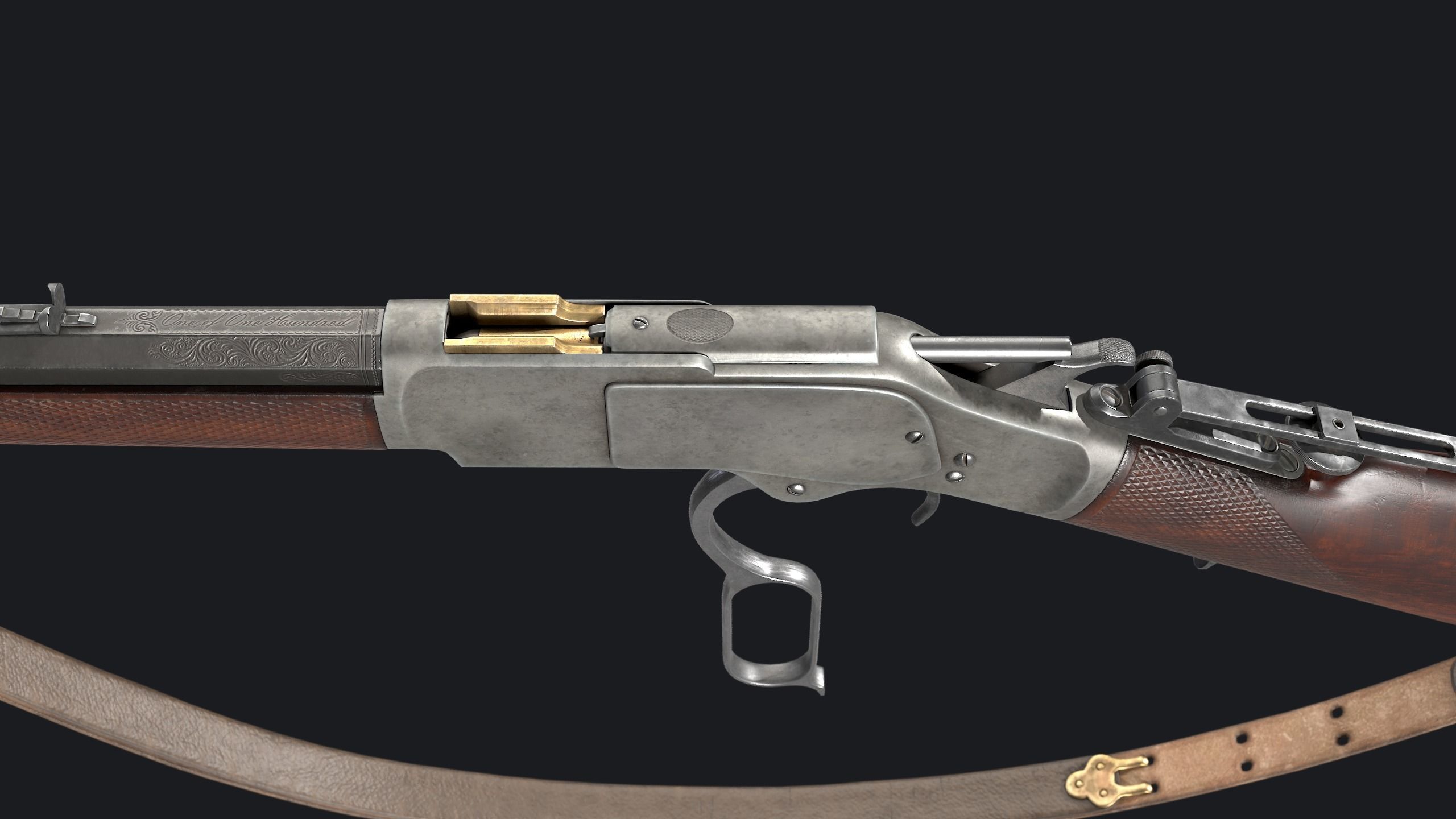 Winchester 1873 Rifle Low-poly 3D model_11