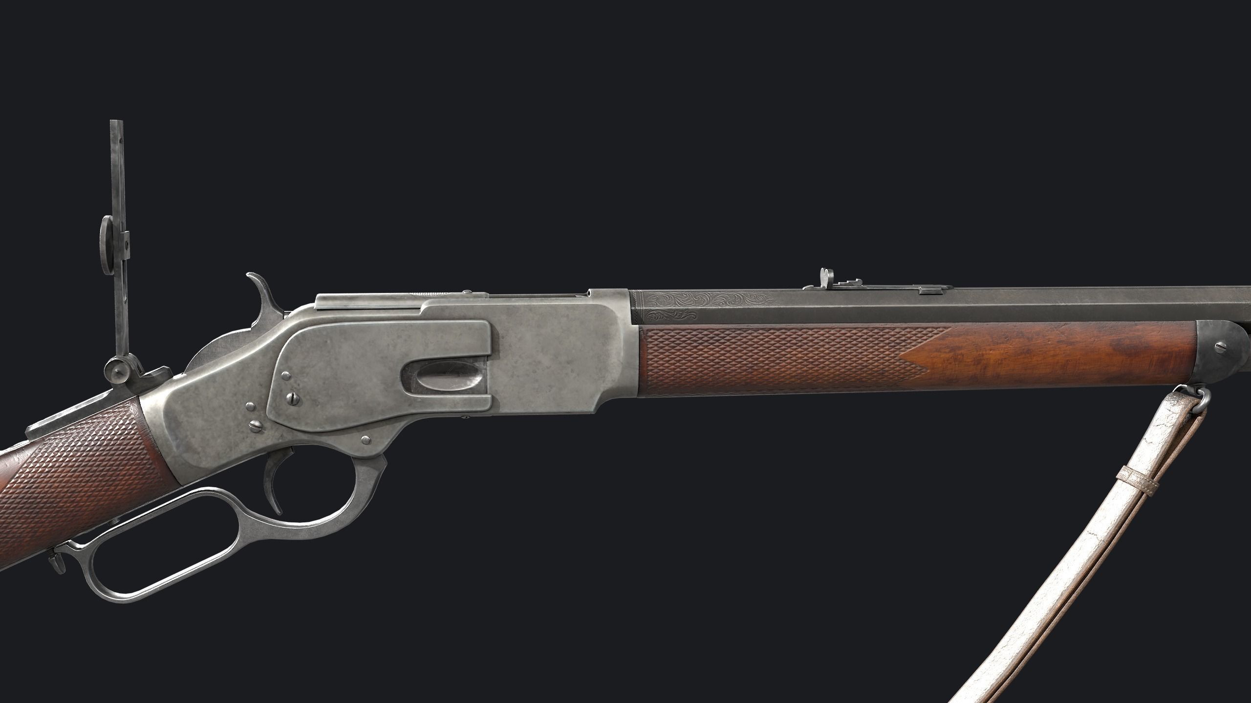 Winchester 1873 Rifle Low-poly 3D model_7
