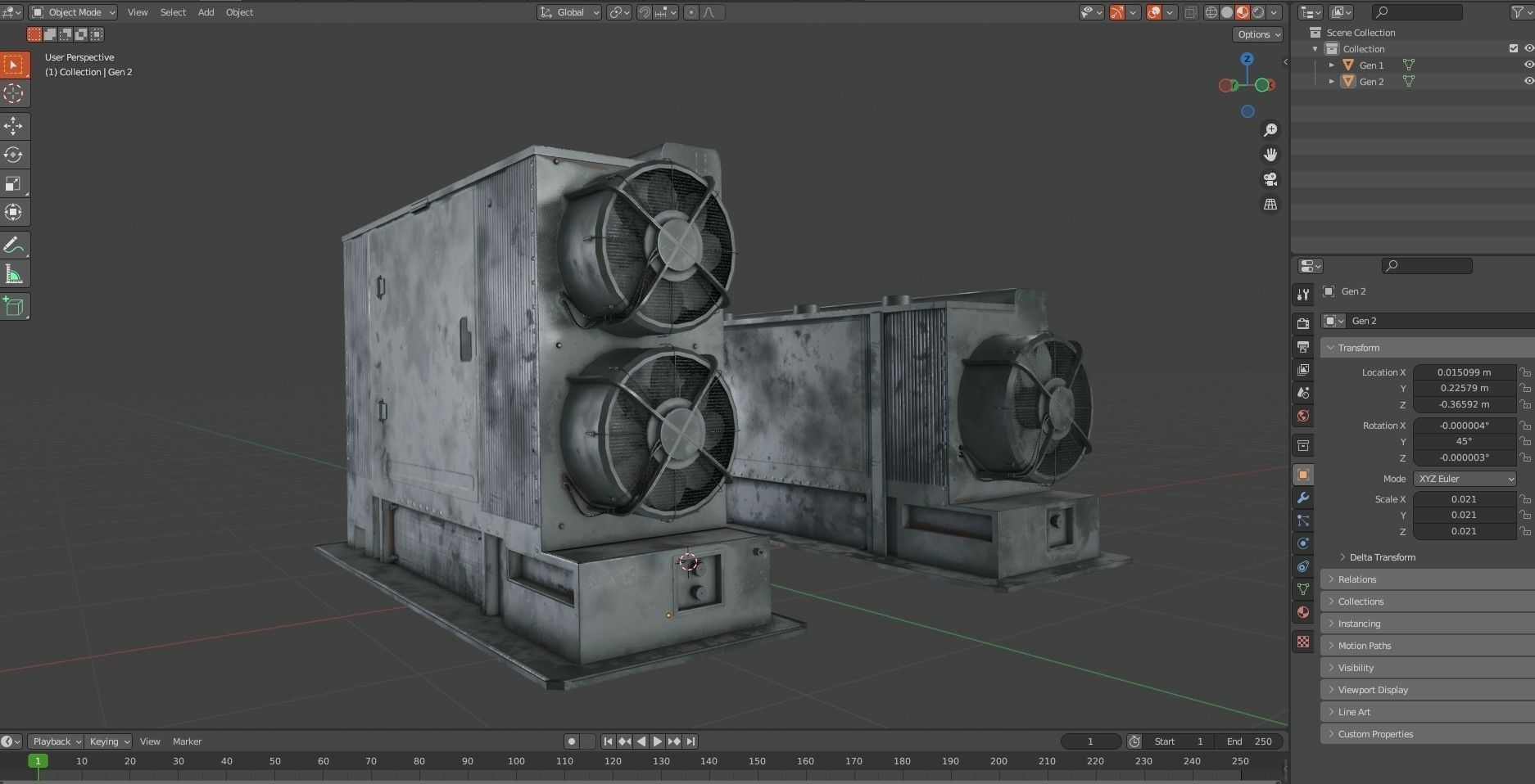 Large Generator 2 Types Low-poly 3D model_14