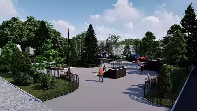 3d model of a skatepark