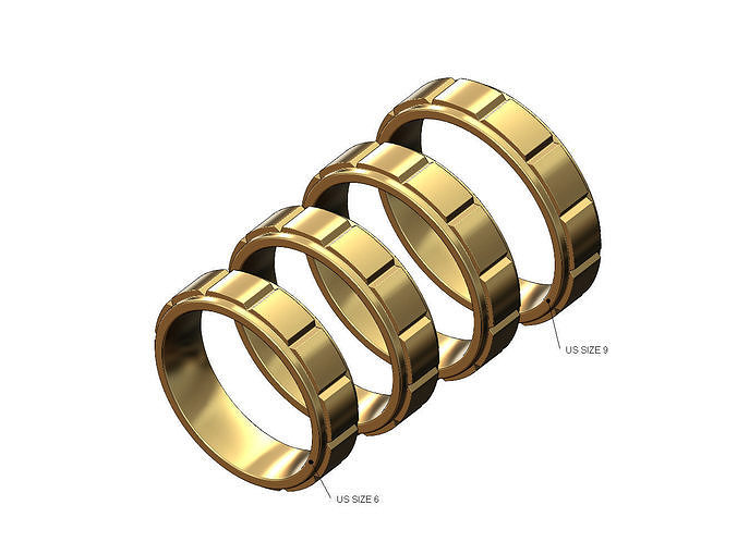 Notched stepped fashion band US sizes 6to9 3D print model