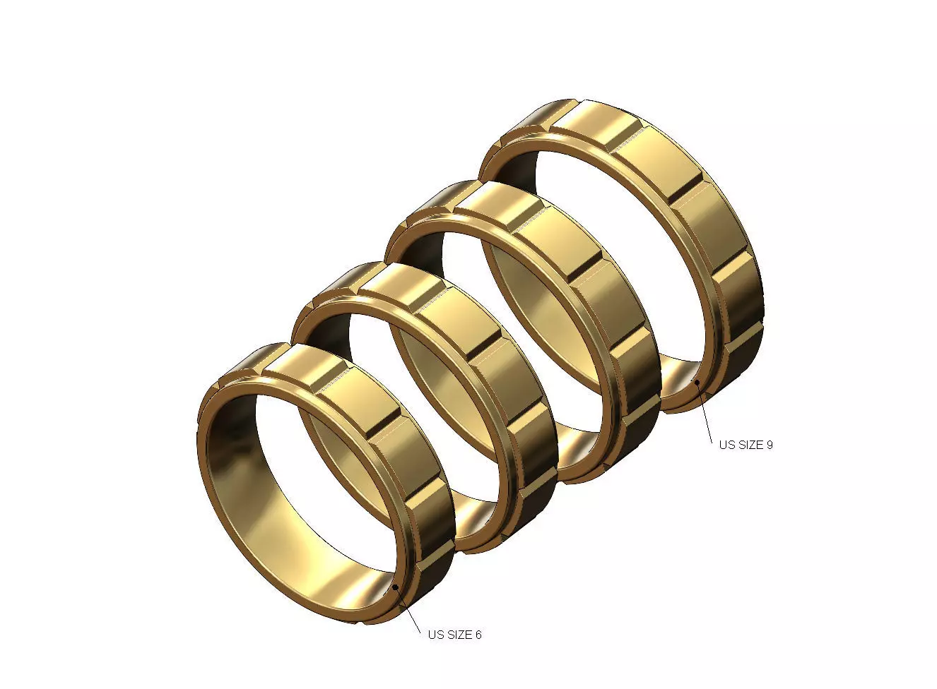 Notched stepped fashion band US sizes 6to9 3D print model