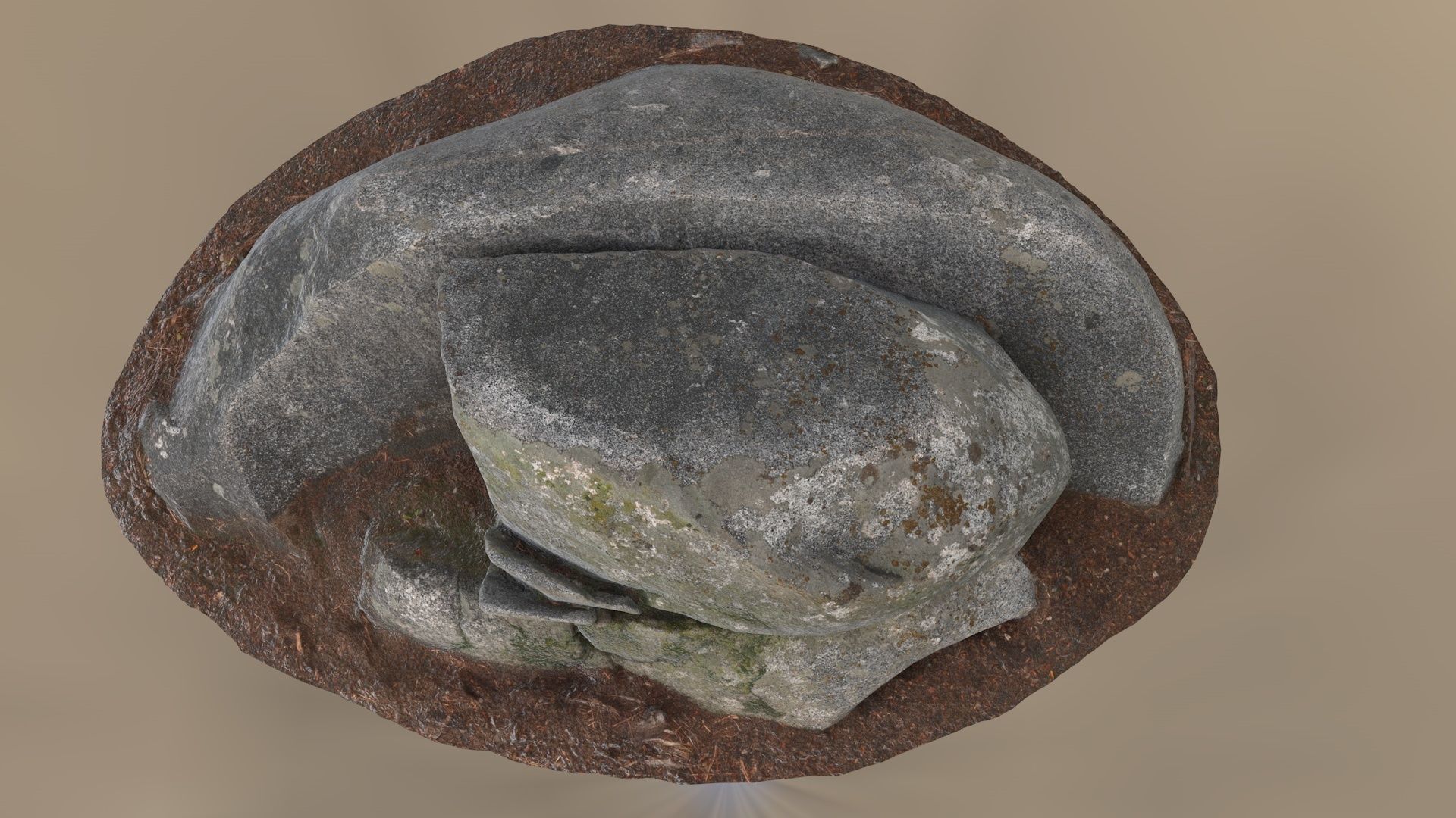 Realistic Stone rock with moss 3D model_3