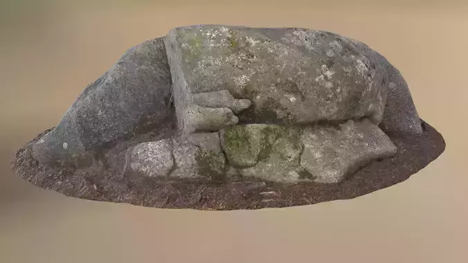 Realistic Stone rock with moss